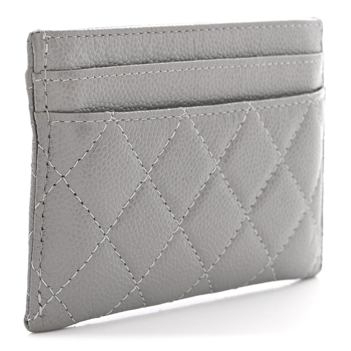 Caviar Quilted Boy Card Holder Grey Grey