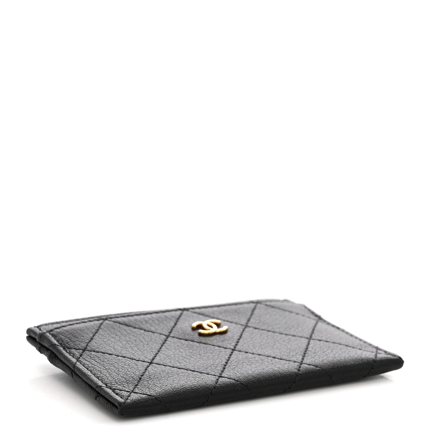 Goatskin Stitched CC Card Holder Black