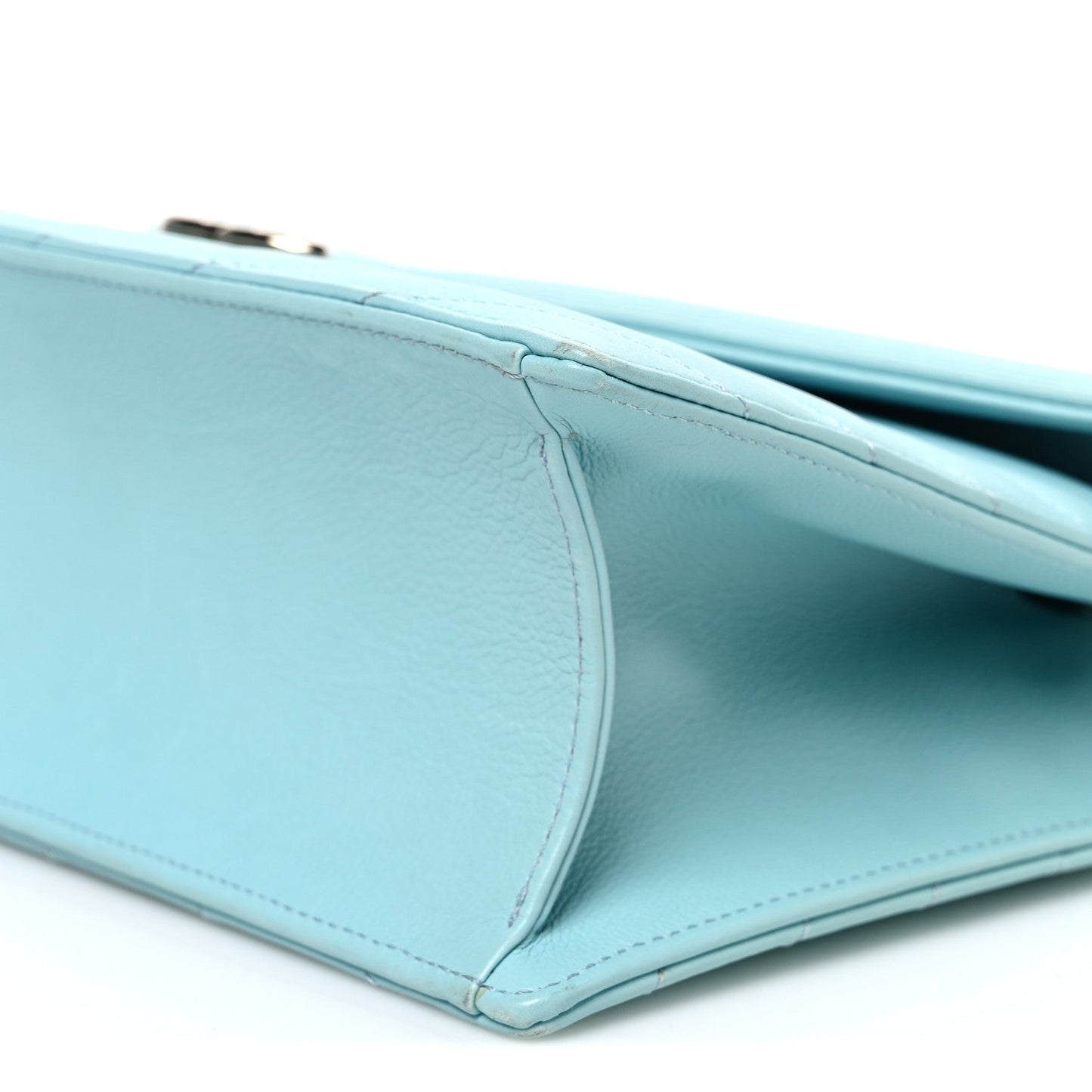 Calfskin Quilted Chevron Envelope Flap Turquoise