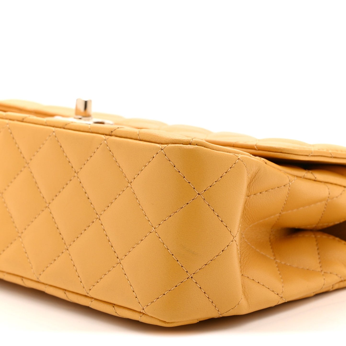 Lambskin Quilted Medium Crystal Top Handle Rectangular Flap Yellow