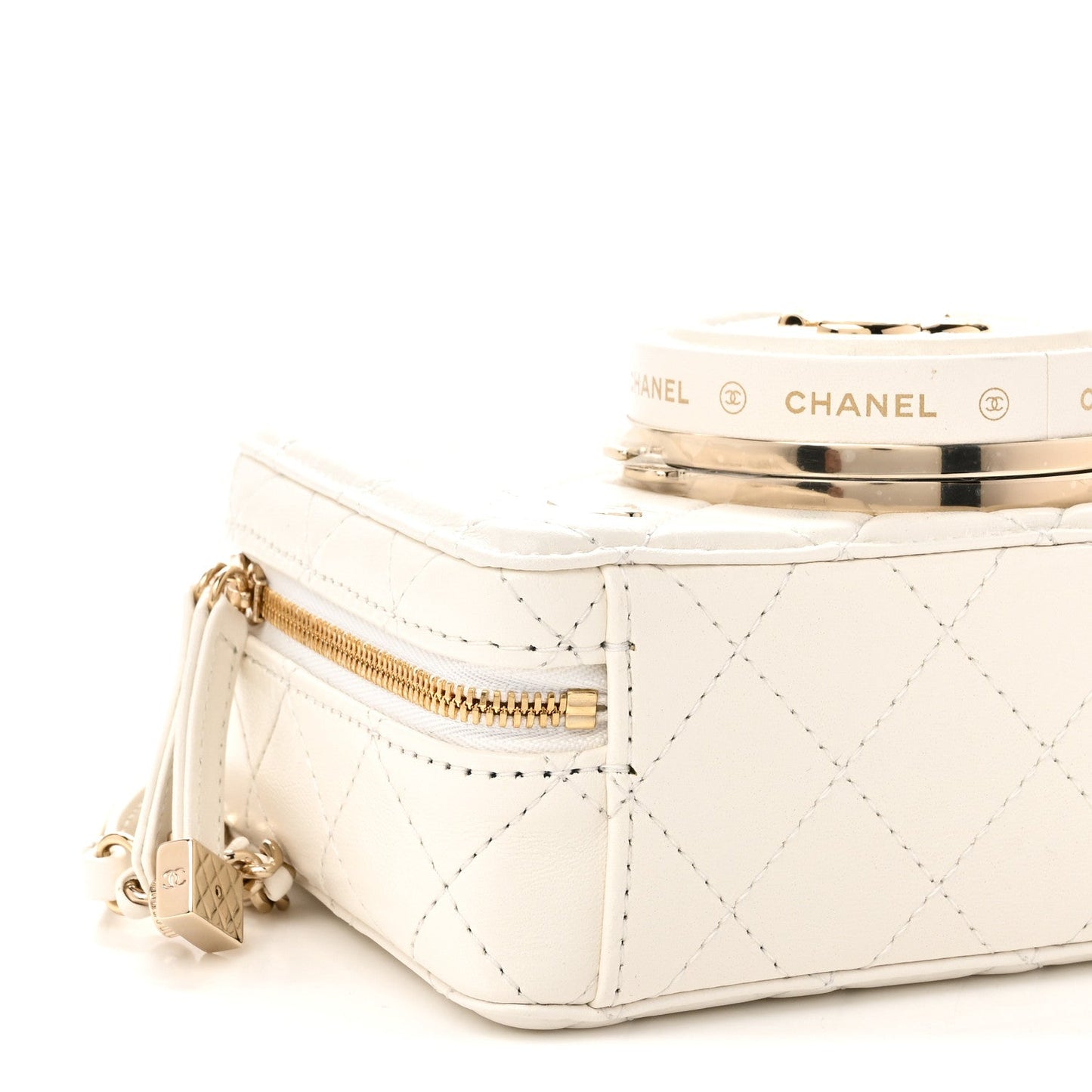 Lambskin Quilted Coco Click Bag White