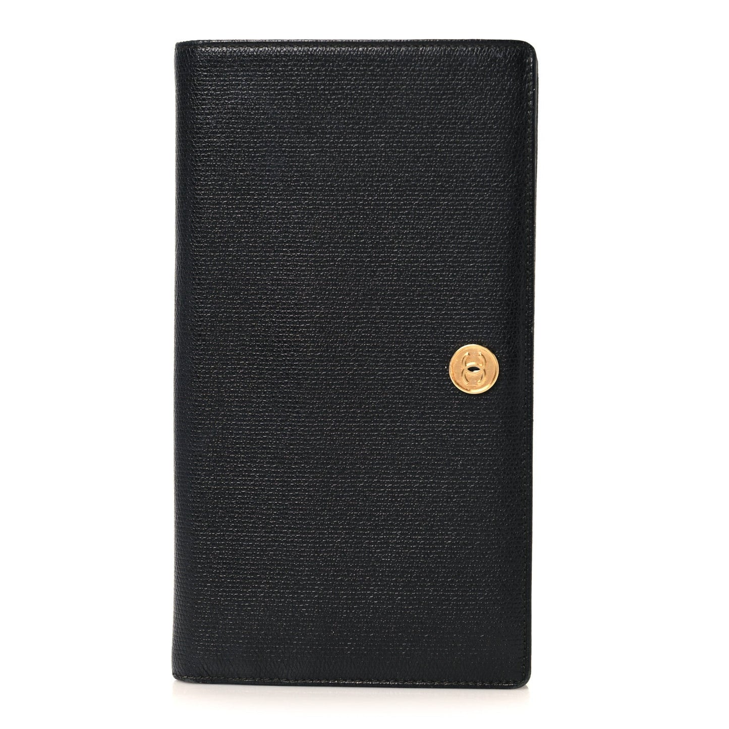 Grained Calfskin CC Button Yen Wallet Black