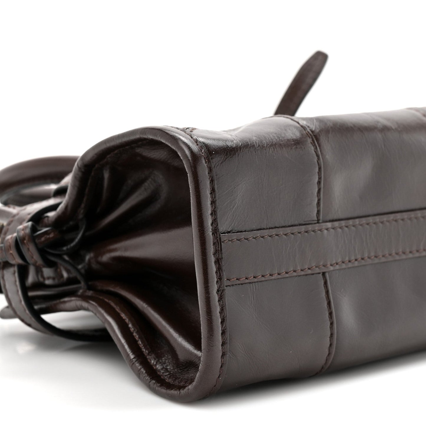 Glossy Calfskin Triangle Mini Bonnie Shoulder Bag Moro