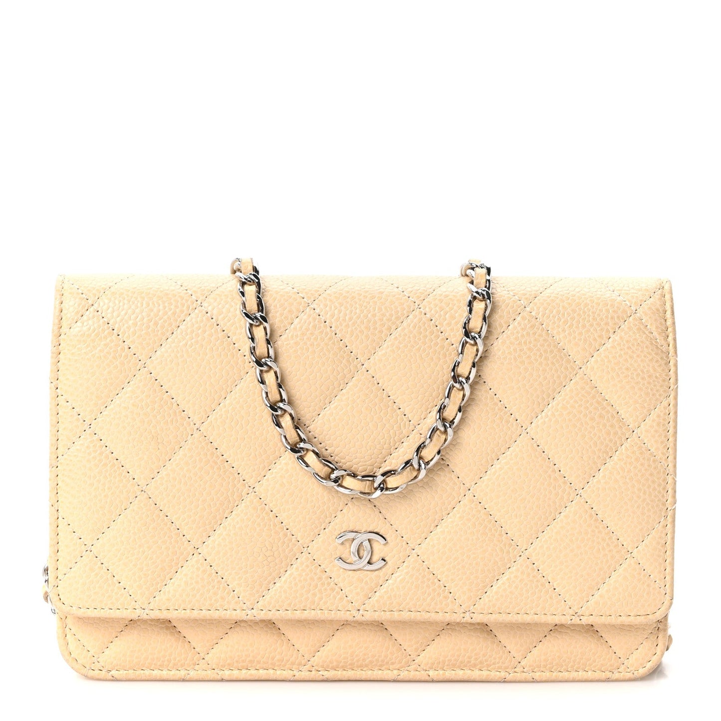 Caviar Quilted Wallet on Chain WOC Beige Clair