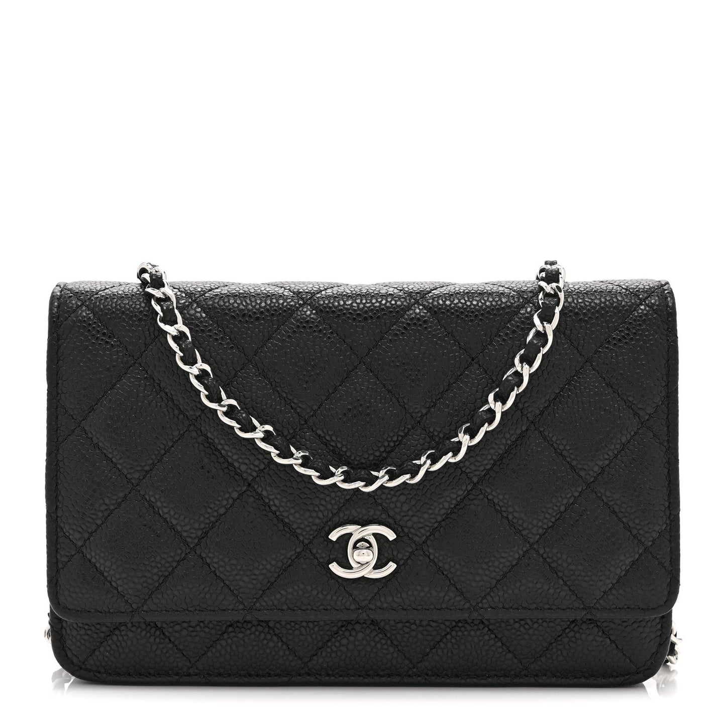 Caviar Quilted CC Turnlock Wallet On Chain WOC Black