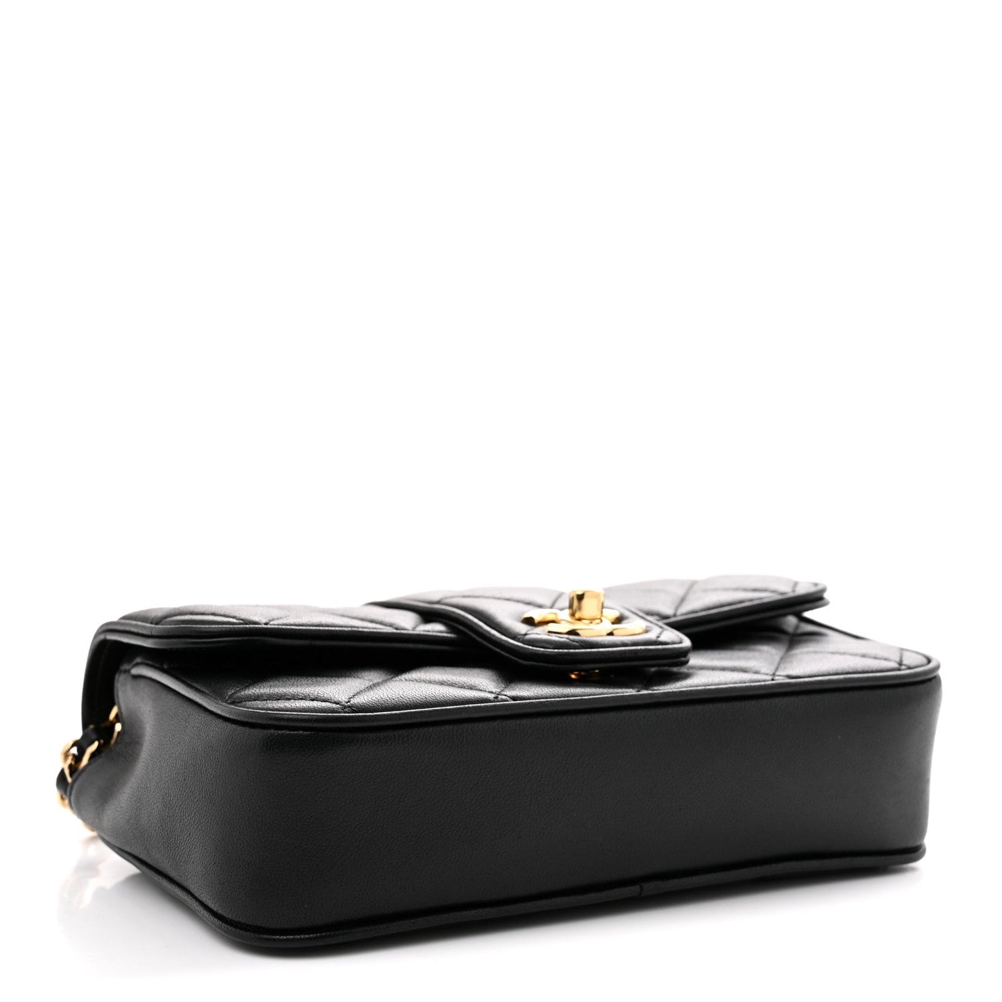 Lambskin Quilted Tab Mini Flap Black