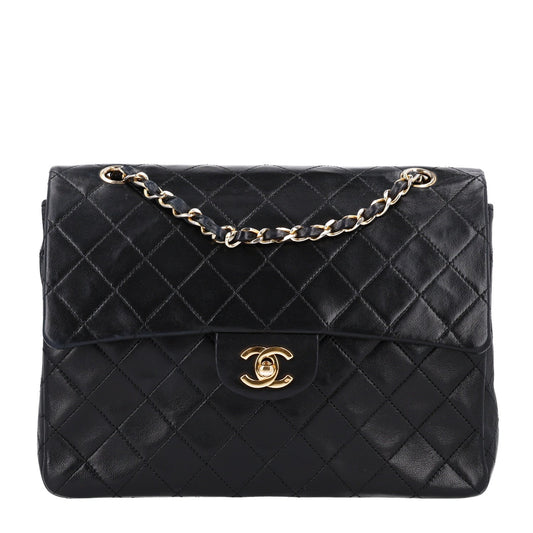 Lambskin Quilted Medium Double Flap Black