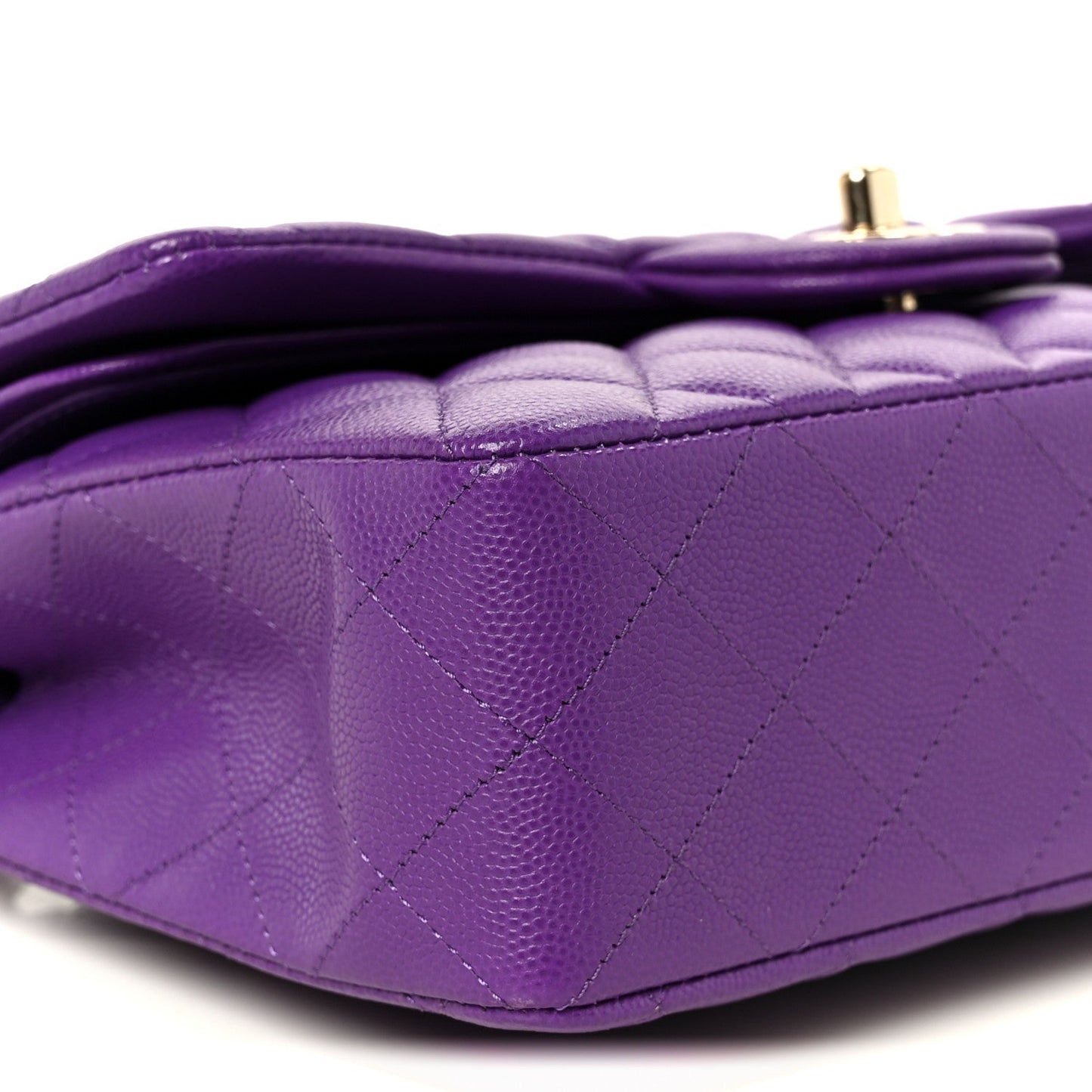 Caviar Quilted Small Double Flap Purple