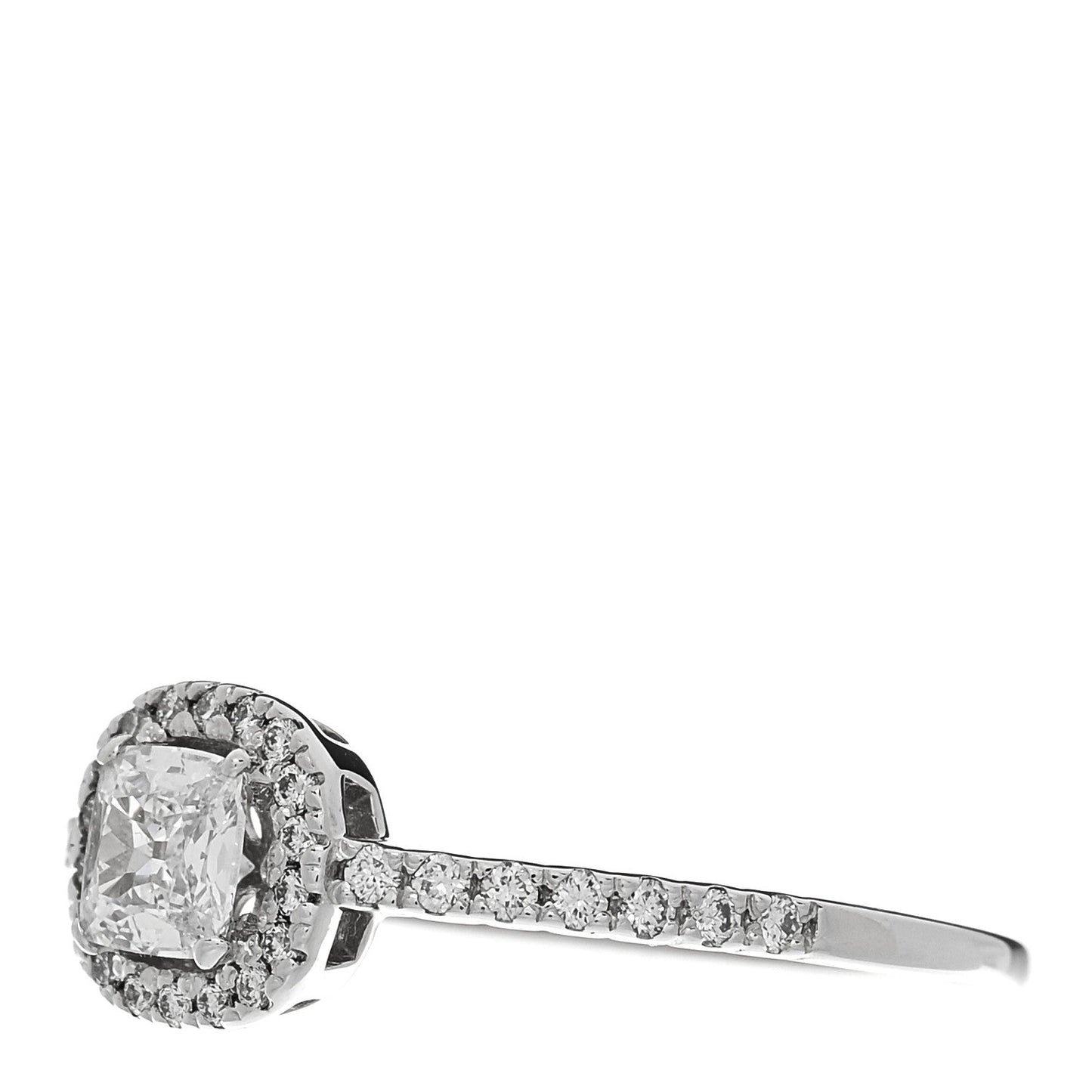 18K White Gold Diamond 0.33ct Cushion Cut Pave Halo Engagement Ring 53 6.5