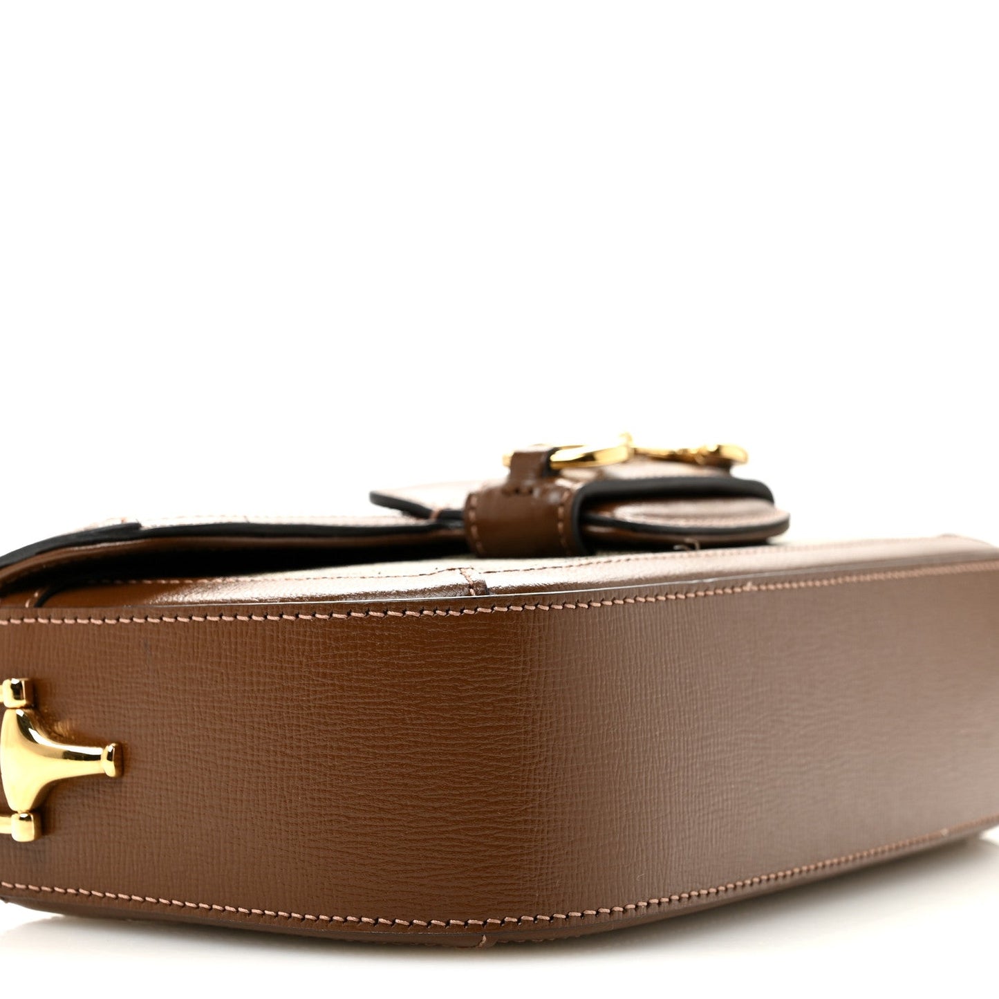 GG Supreme Monogram Small Horsebit 1955 Chain Shoulder Bag Beige Ebony Brown Sugar