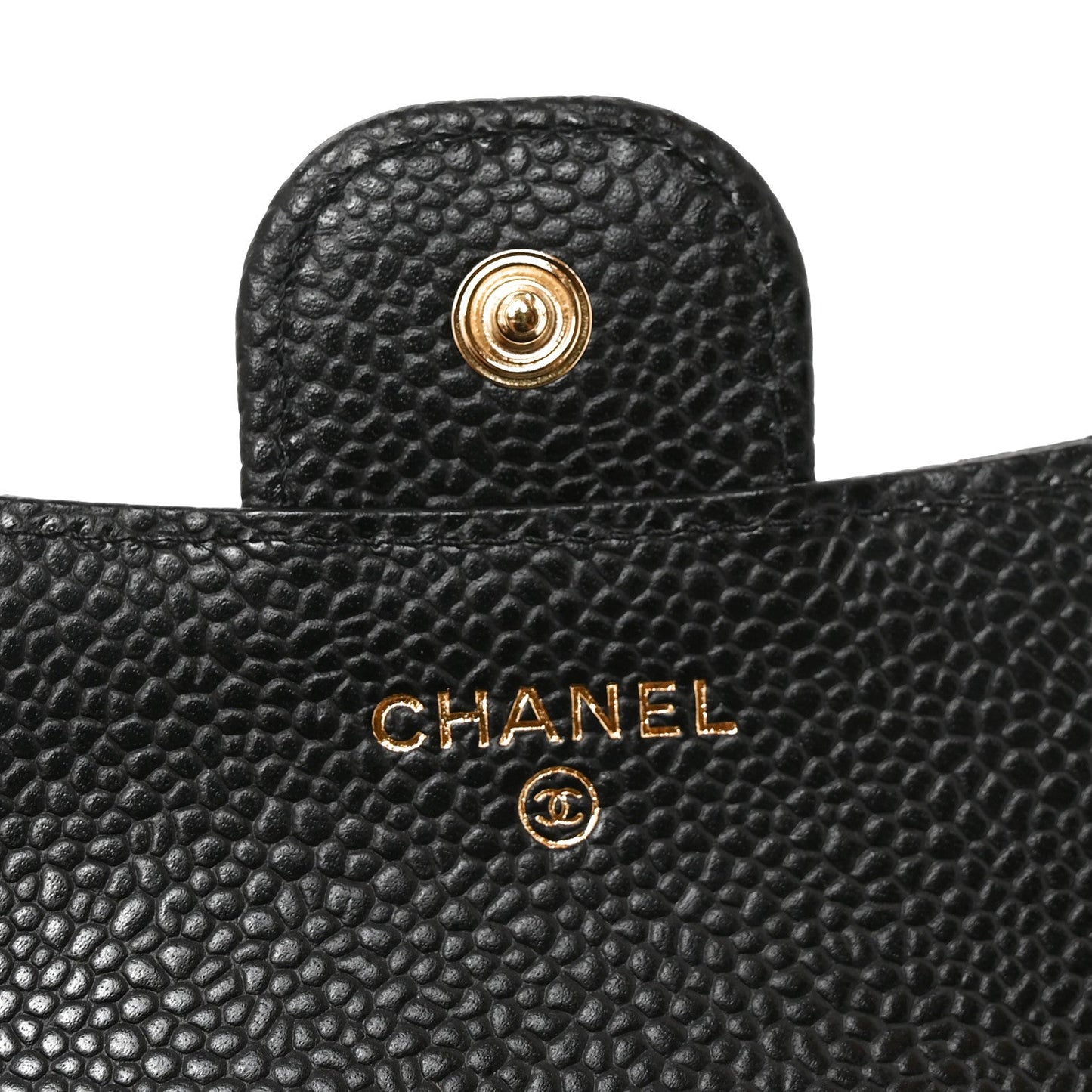 Caviar Quilted Compact Flap Wallet Black