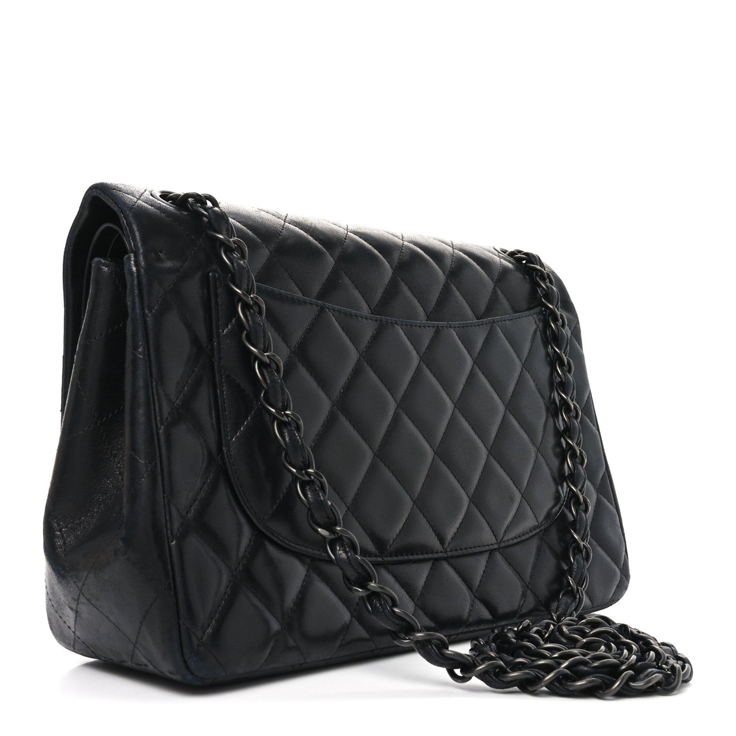 Lambskin Quilted Jumbo Double Flap So Black