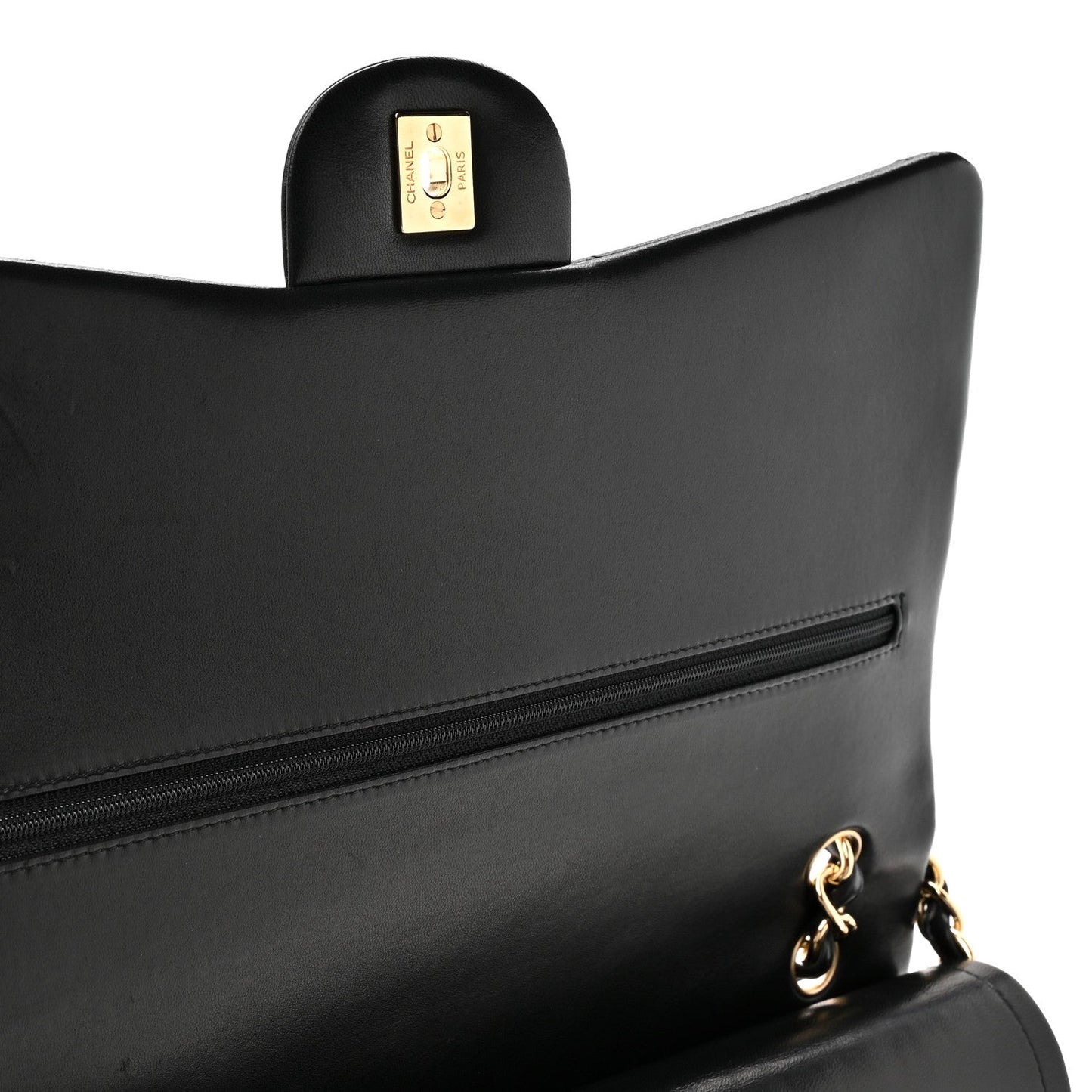 Lambskin Quilted Maxi Double Flap Black