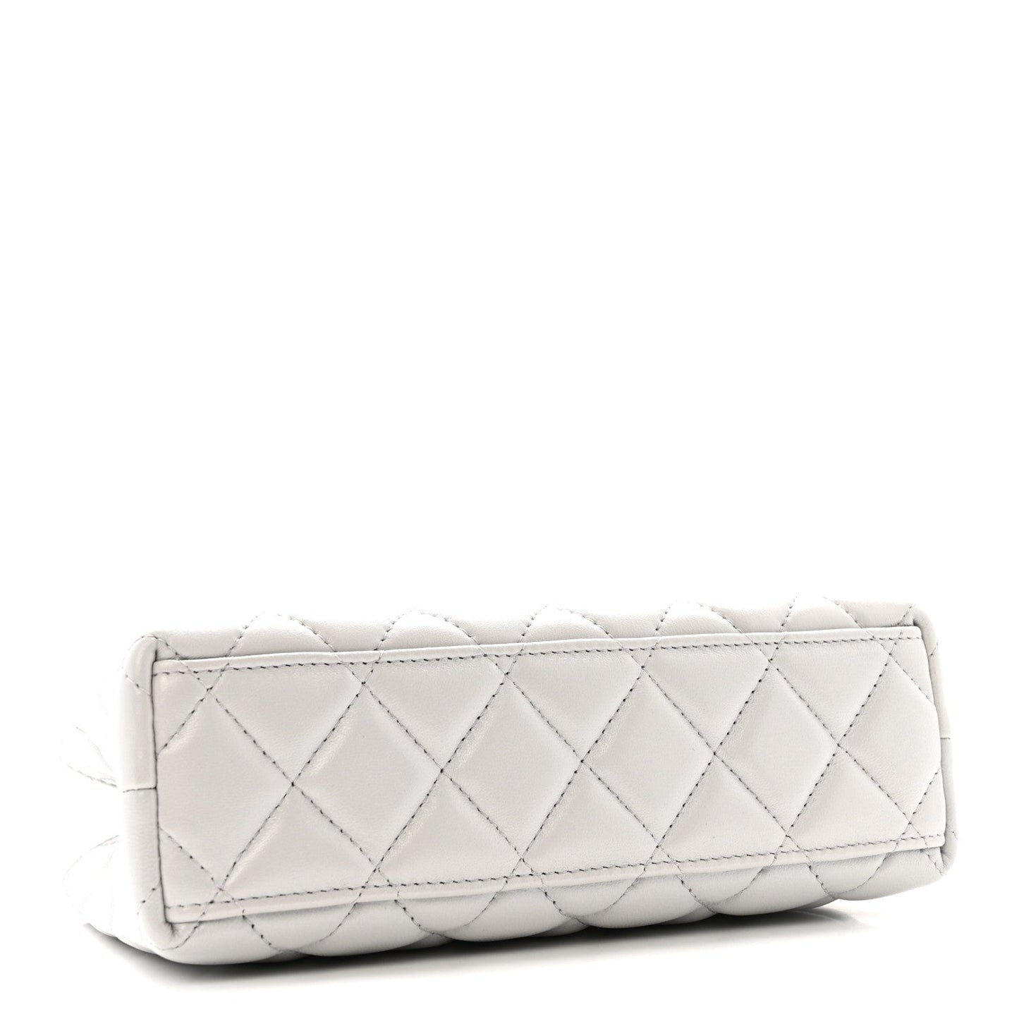 Shiny Aged Calfskin Quilted Nano Kelly Shopper Light Grey