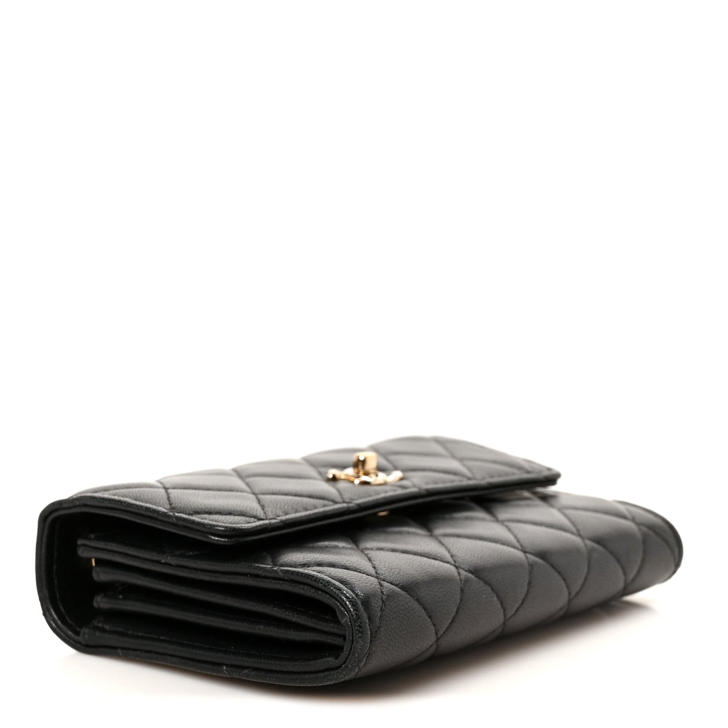 Lambskin Quilted Trendy CC Chain Clutch WOC Black