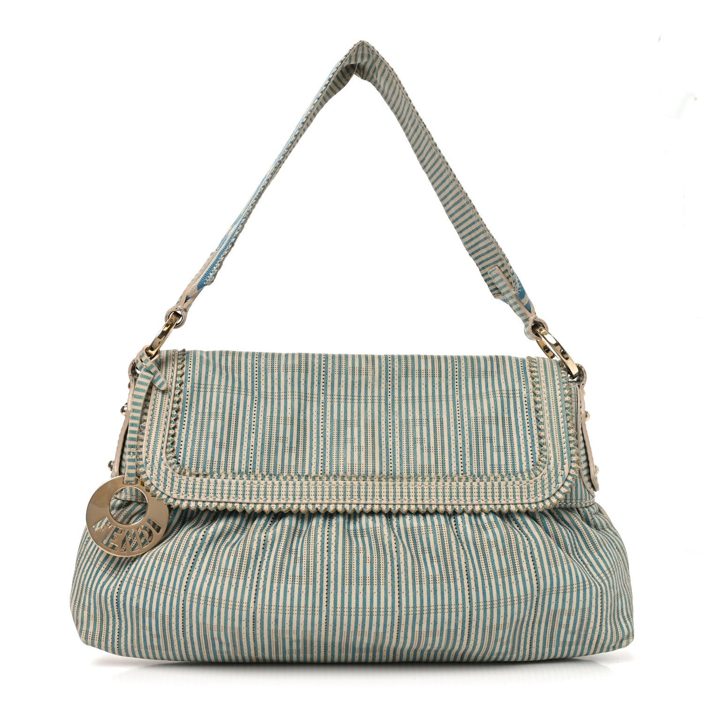 Vitello Perforated FF Striped Small Chef Bag Blue White