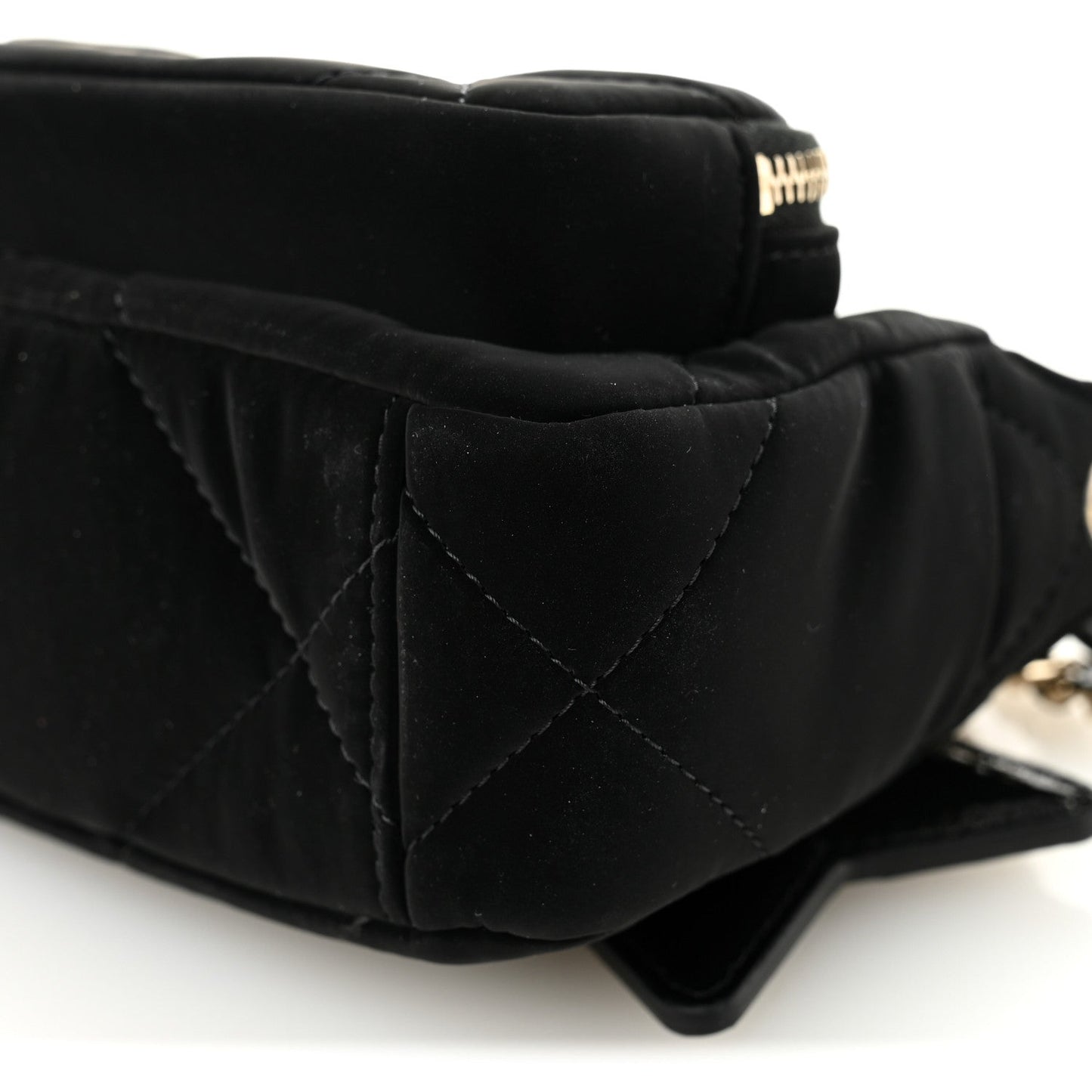 Velvet Effect Nylon Shiny Crumpled Calfskin Mini Quilted Chanel 25 Clutch With Chain Black