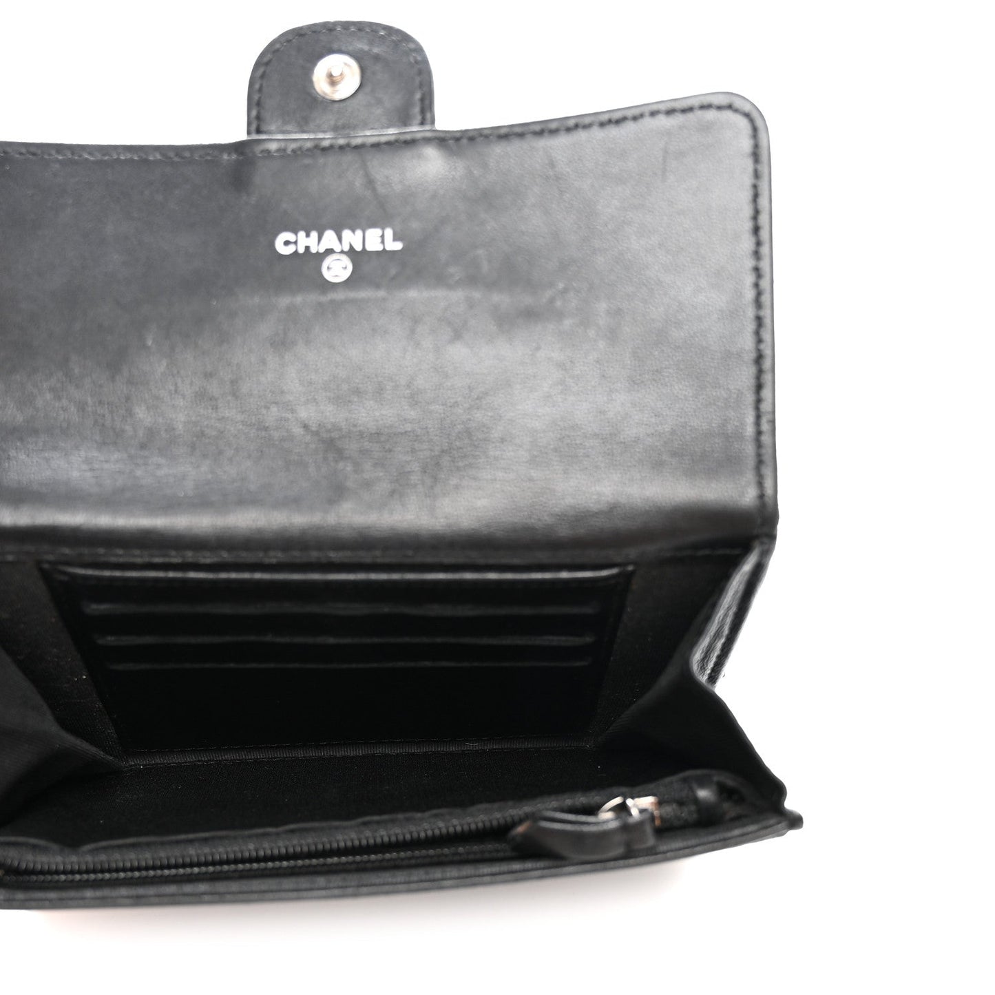 Lambskin Quilted Medium Flap Wallet Black