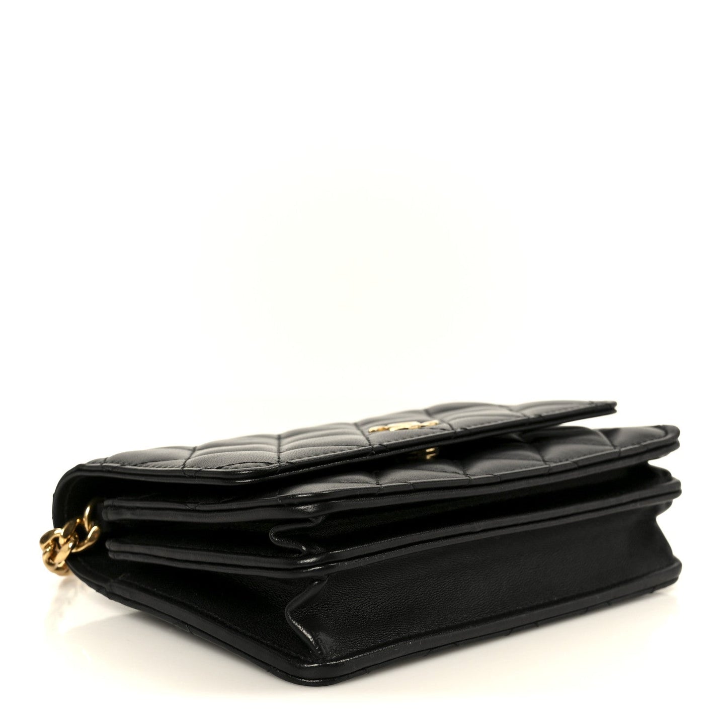 Lambskin Quilted CC Pearl Enamel Clutch on Chain WOC Black