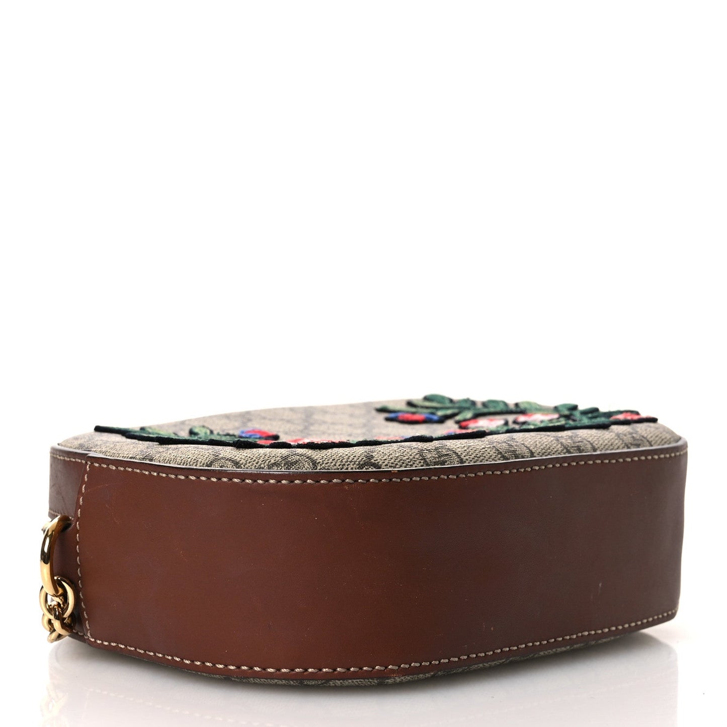 GG Supreme Monogram Floral Embroidered Mini Chain Shoulder Bag Beige Ebony Tuscany
