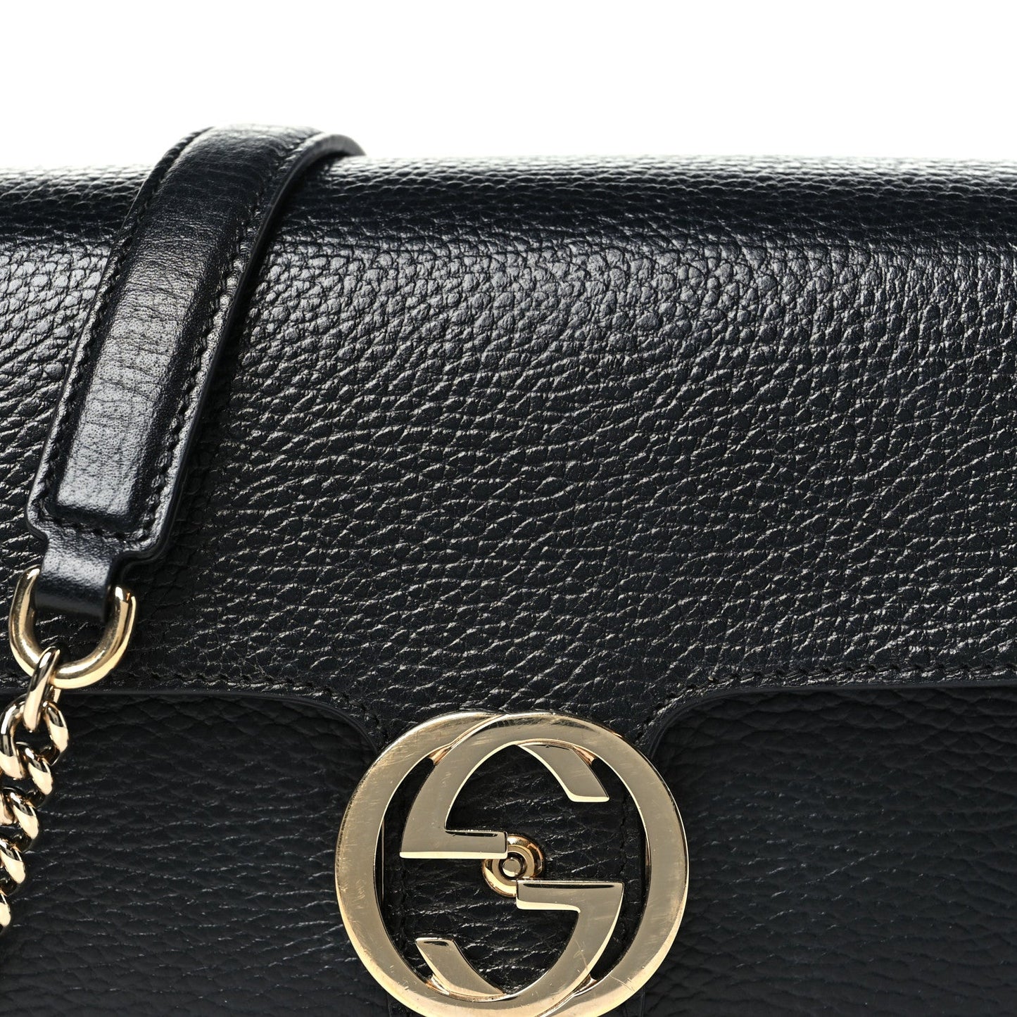 Dollar Calfskin Interlocking G Crossbody Bag Black