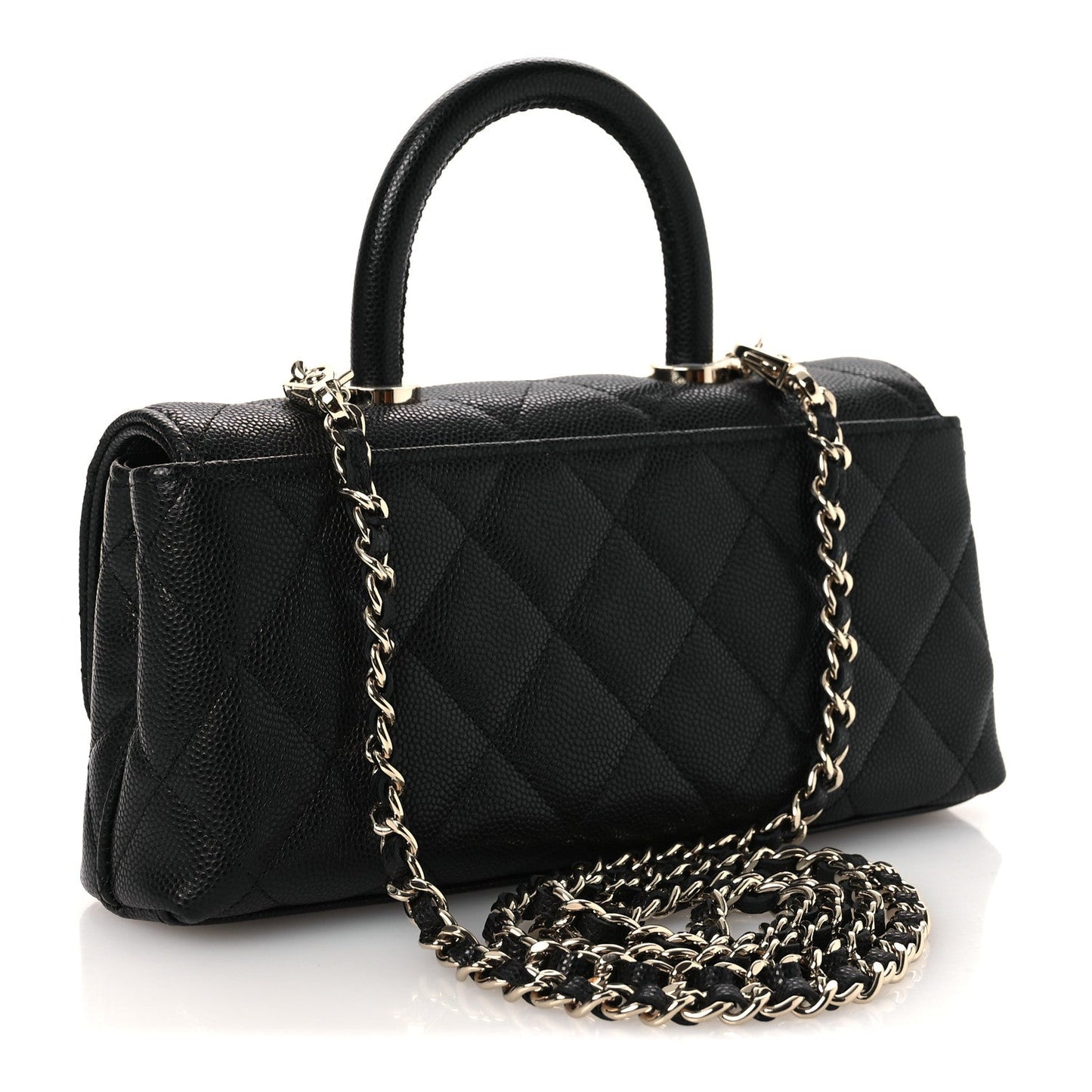 Caviar Quilted Maxi East West Coco Handle Flap Black