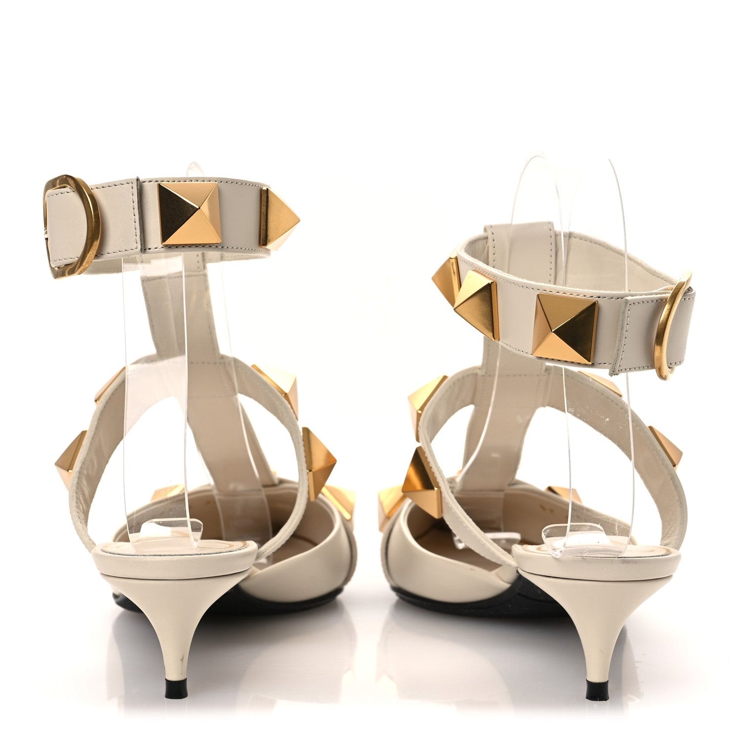 Calfskin Roman Stud Ankle Strap 40mm Pumps 35 White