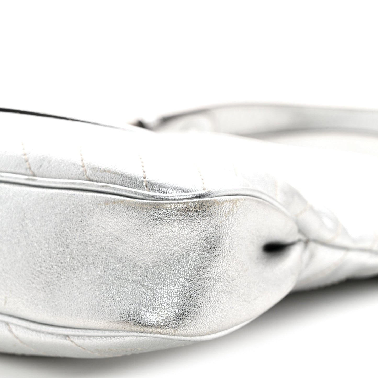 Sakai Be Green Calfskin Diagonal Stitched Small Blondie Tote Silver