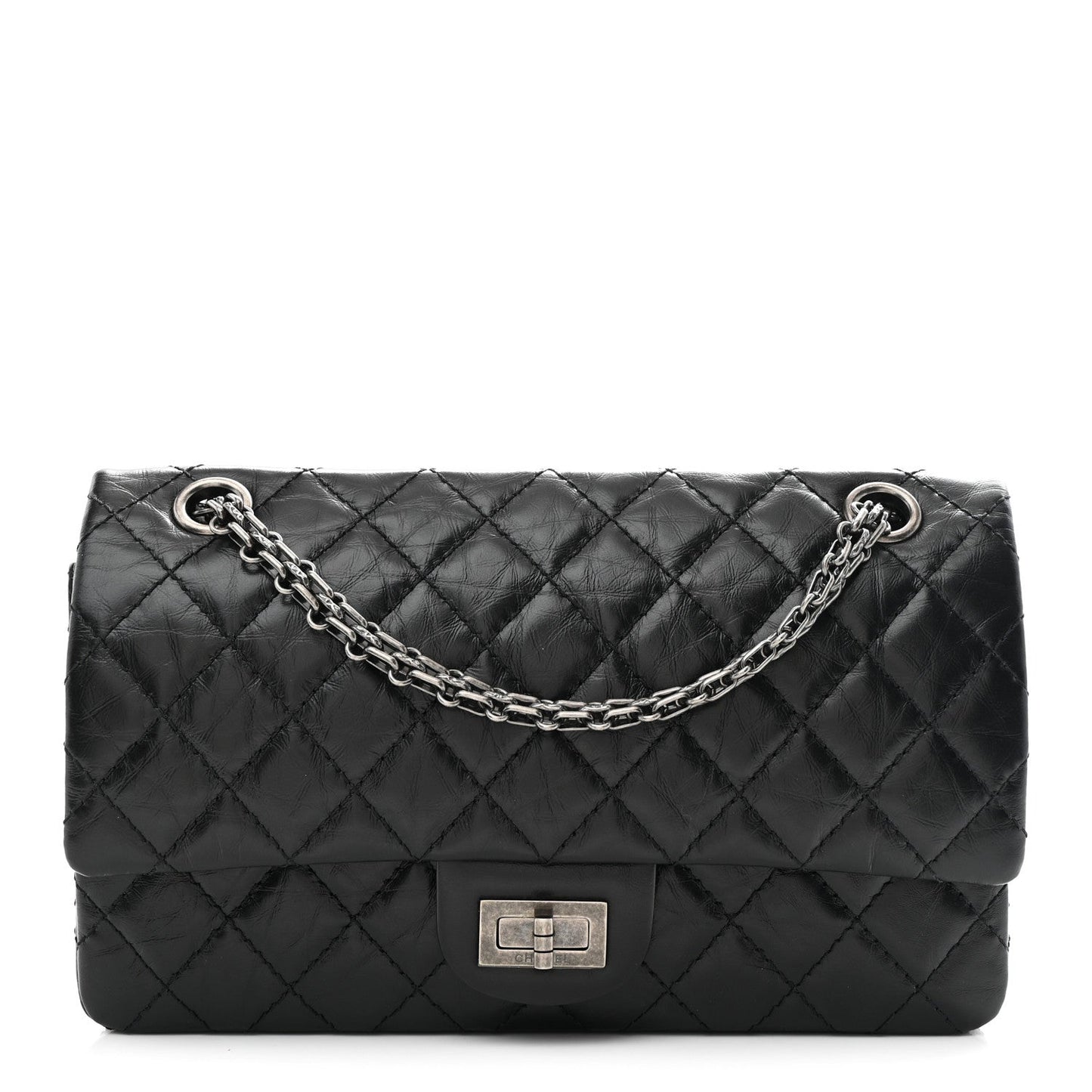 Aged Calfskin Quilted 2.55 Reissue 225 Flap Black