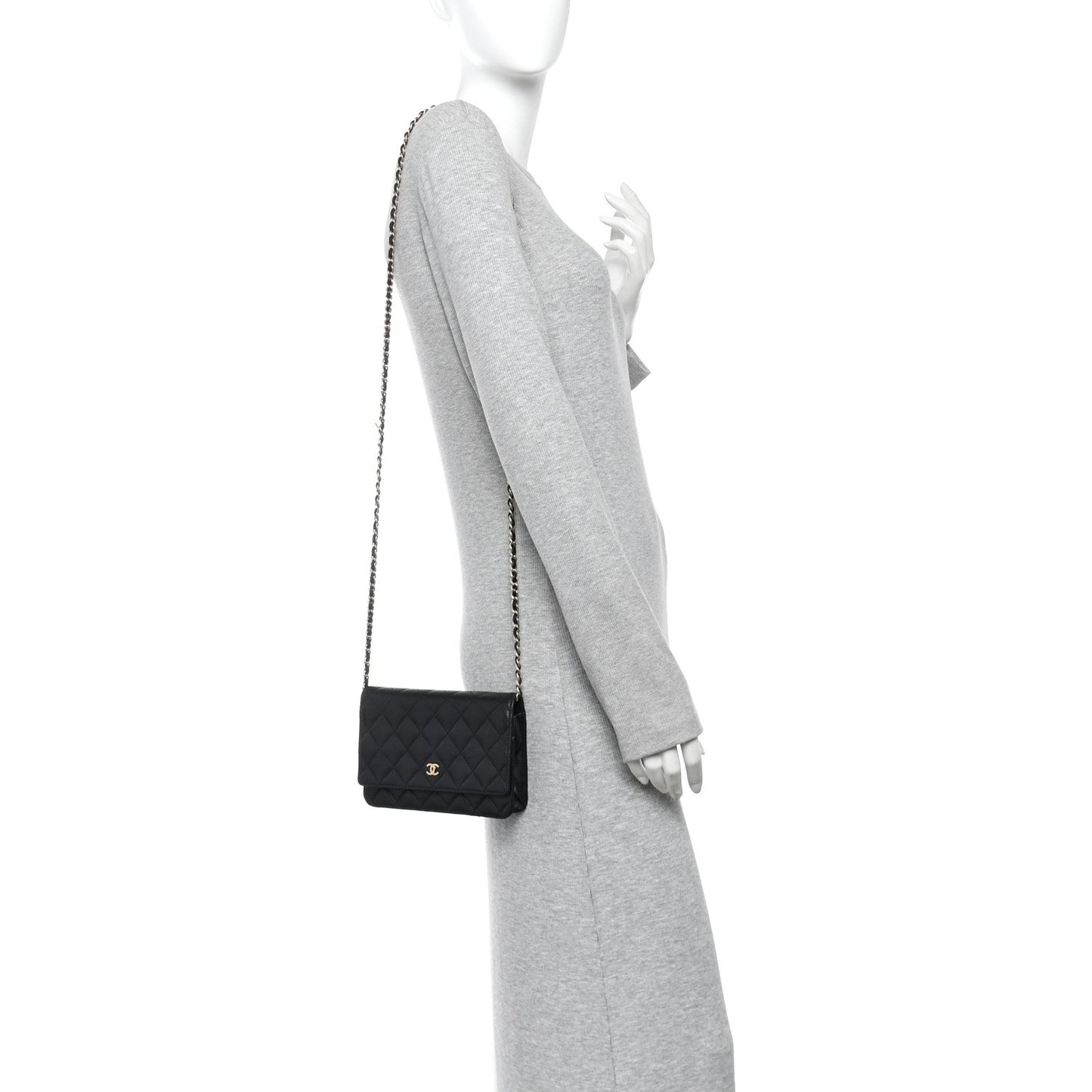 Lambskin Quilted Wallet On Chain WOC Black
