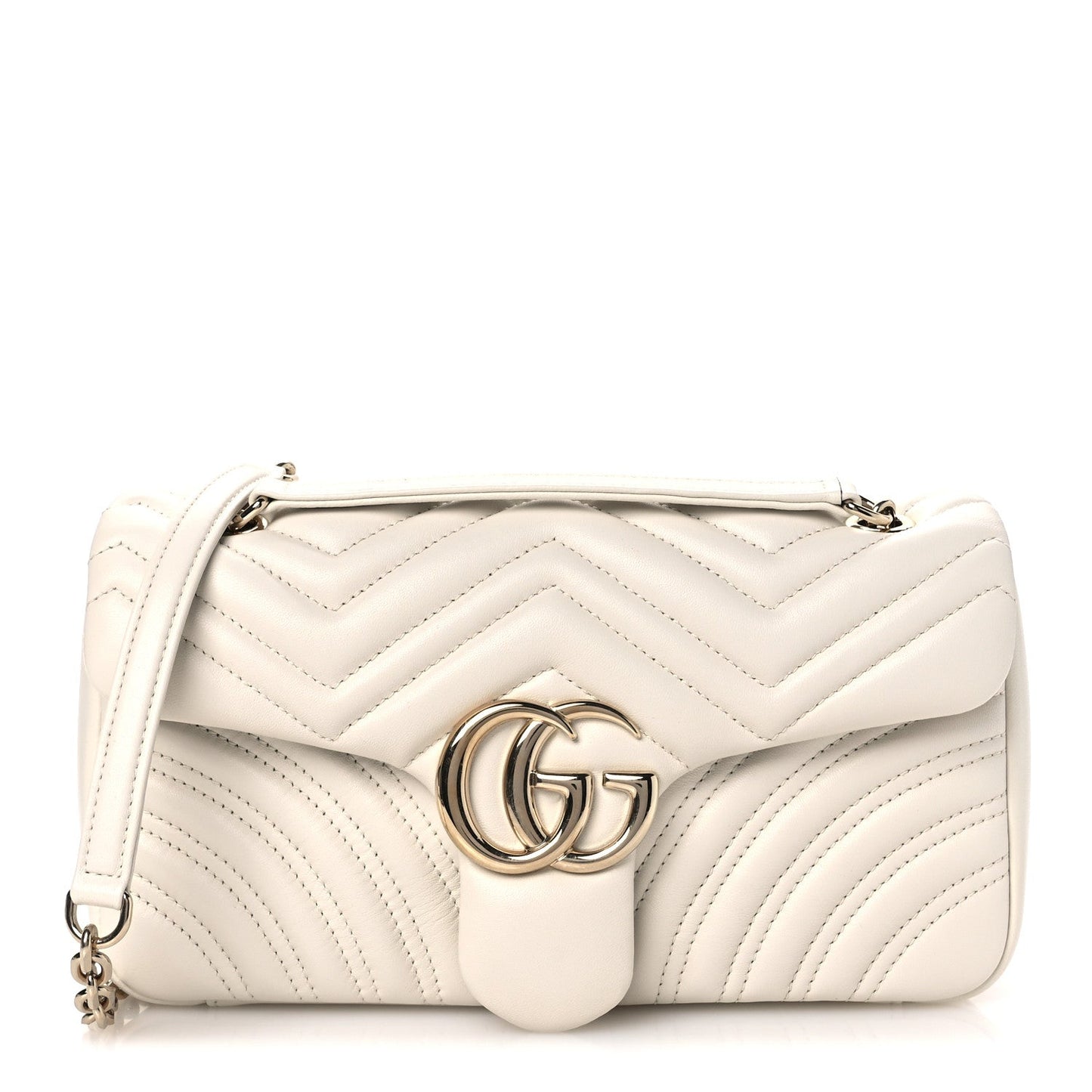 Lambskin Matelasse Medium GG Marmont Shoulder Bag White