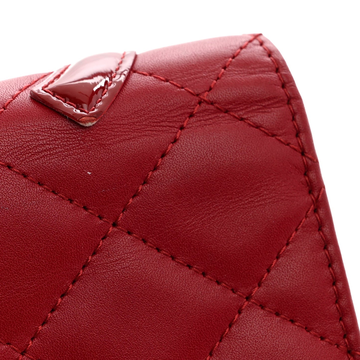 Calfskin Quilted Cambon Yen Wallet Red