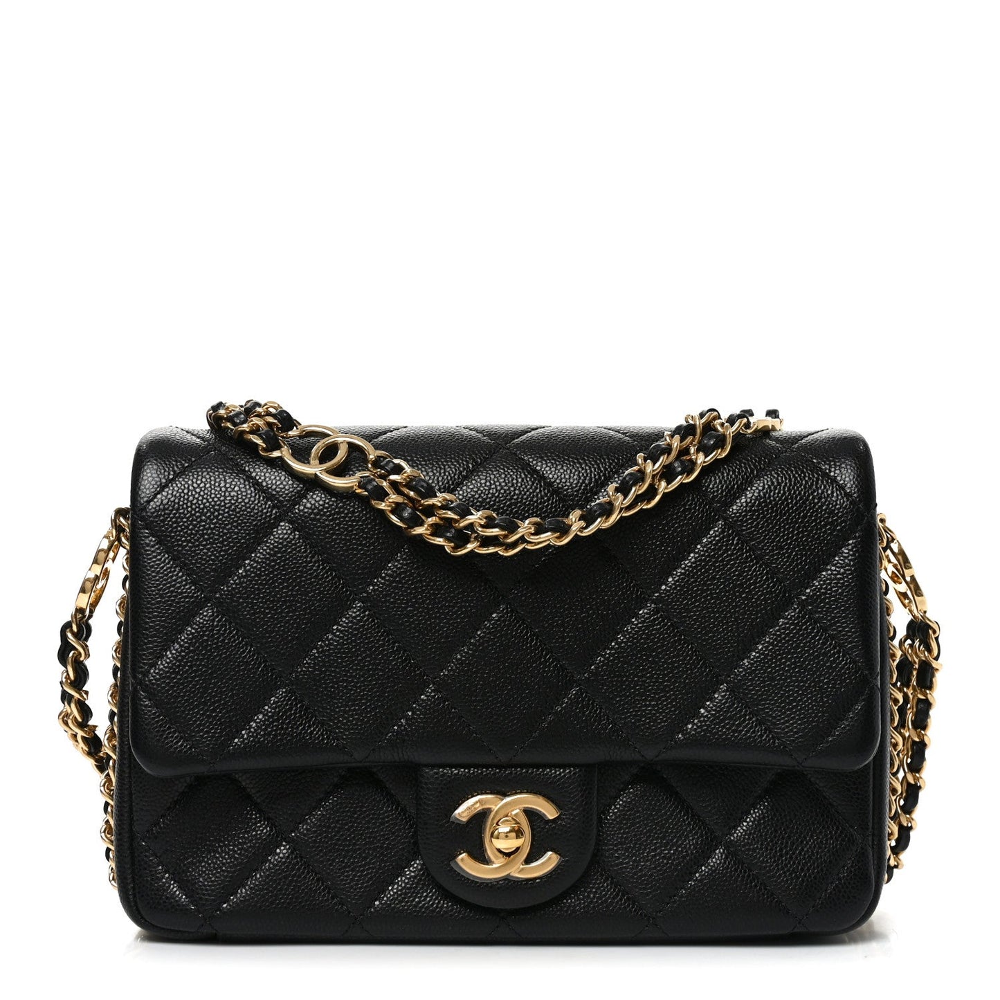 Caviar Quilted Mini CC You Flap Black