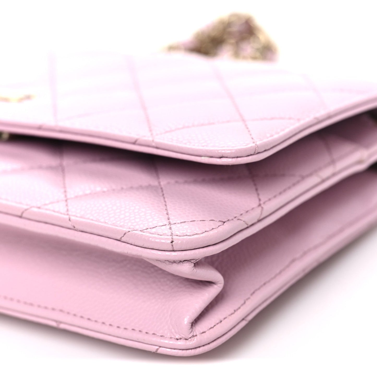 Caviar Quilted Wallet on Chain WOC Light Pink