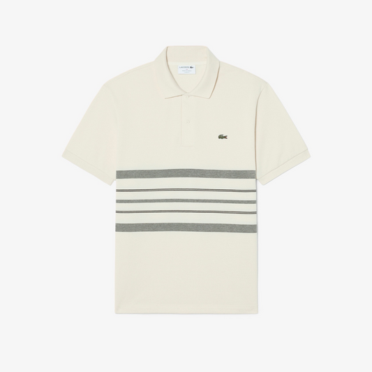 LACOSTE - MADE IN FRANCE CLASSIC FIT STRIPED POLO SHIRT Men’s -BEIGE