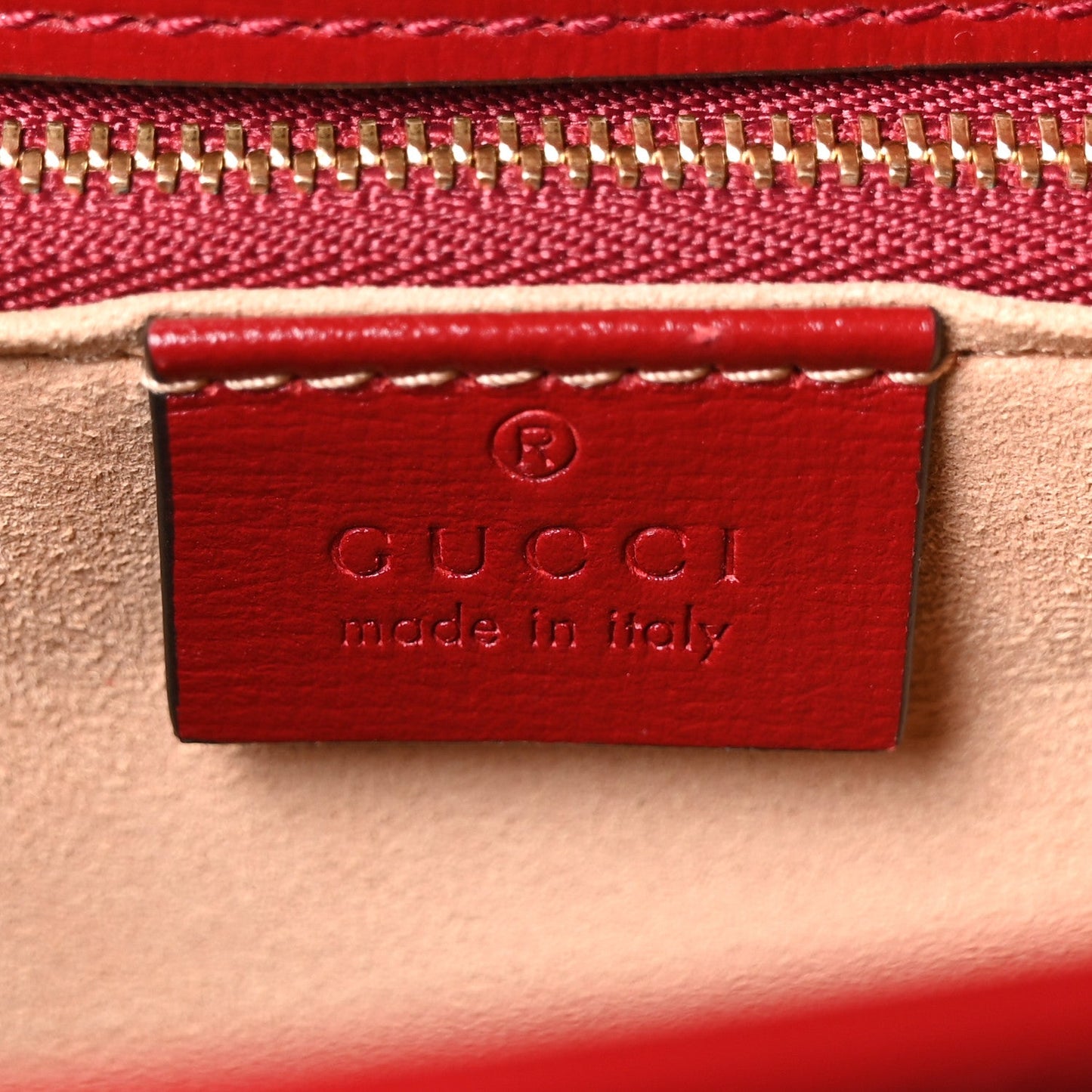 GG Supreme Monogram Azalea Calfskin Horsebit 1955 Shoulder Bag Beige Ebony New Cherry Red