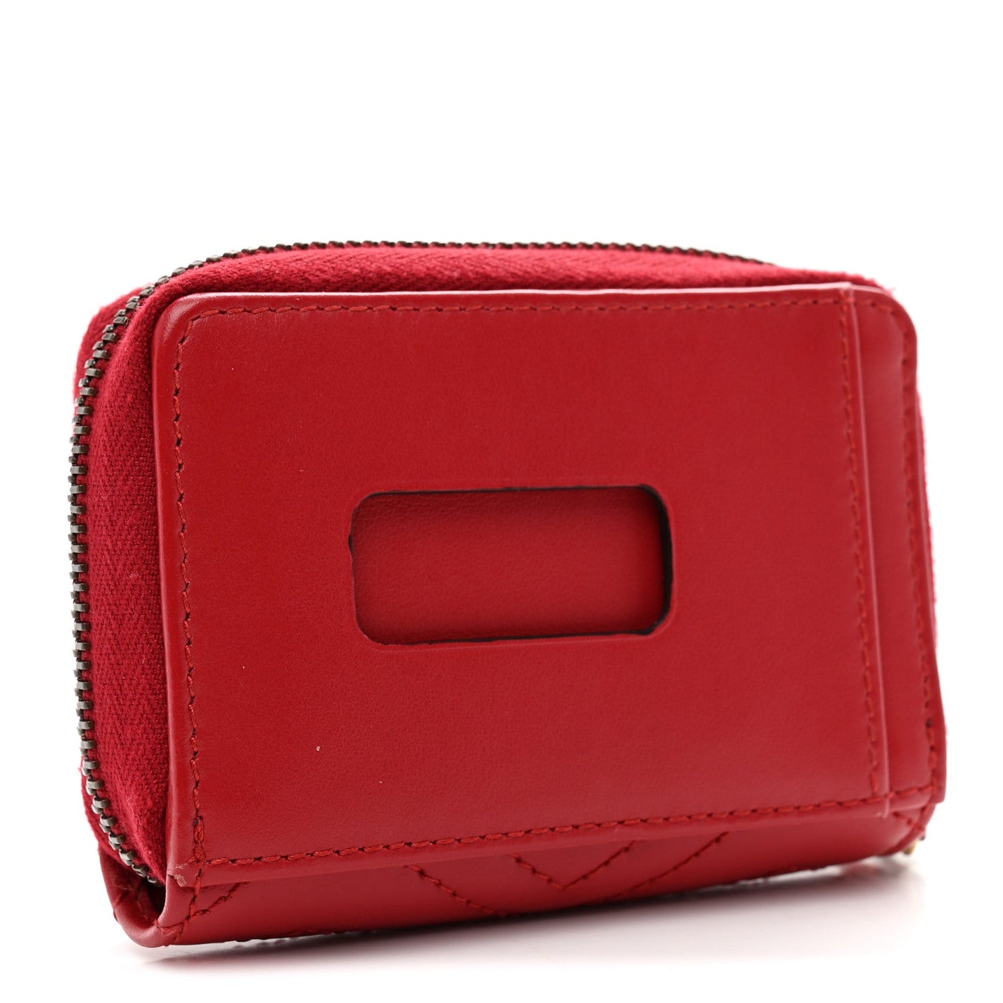 Calfskin Matelasse GG Marmont Zip Around Card Case Hibiscus Red