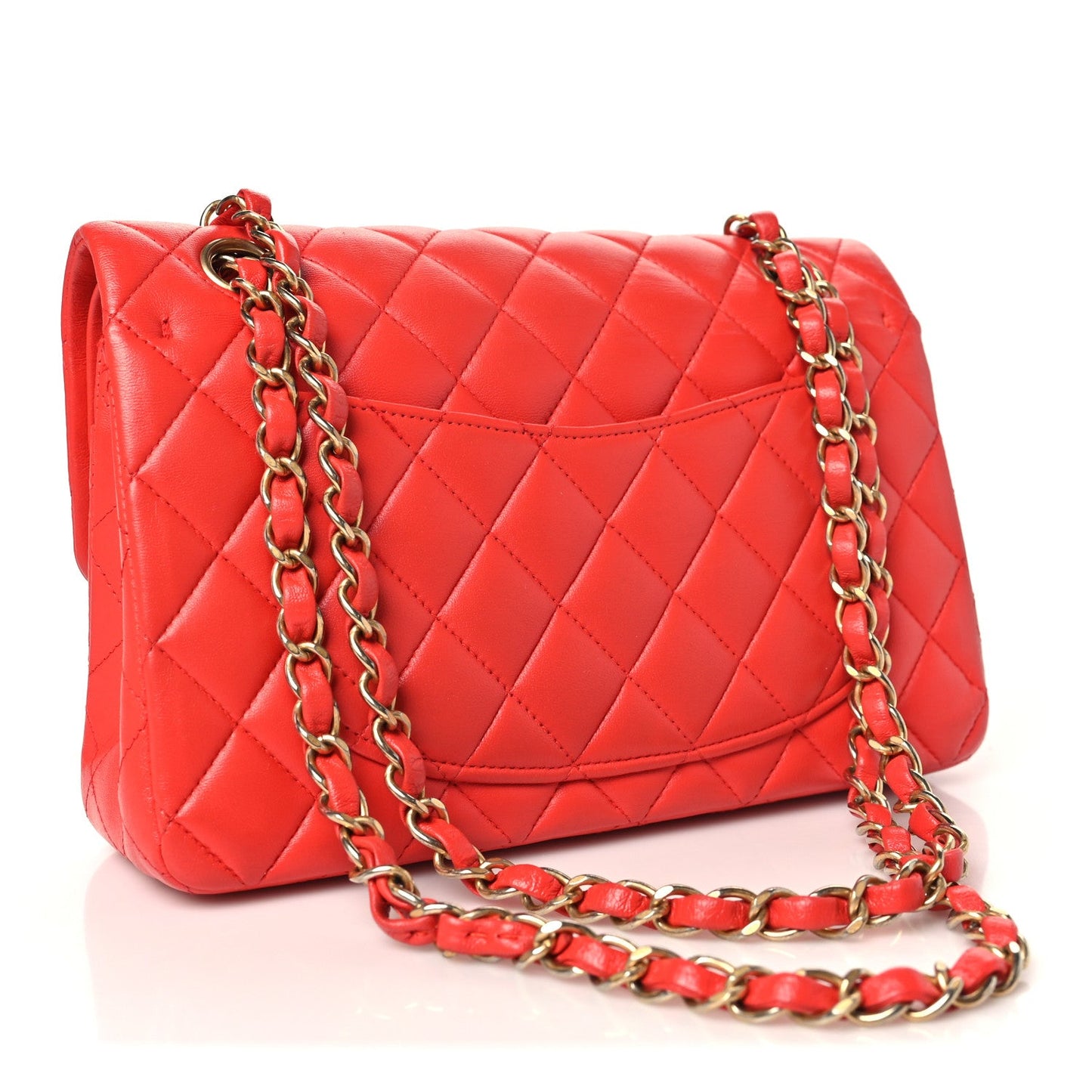 Lambskin Quilted Small Double Flap Red
