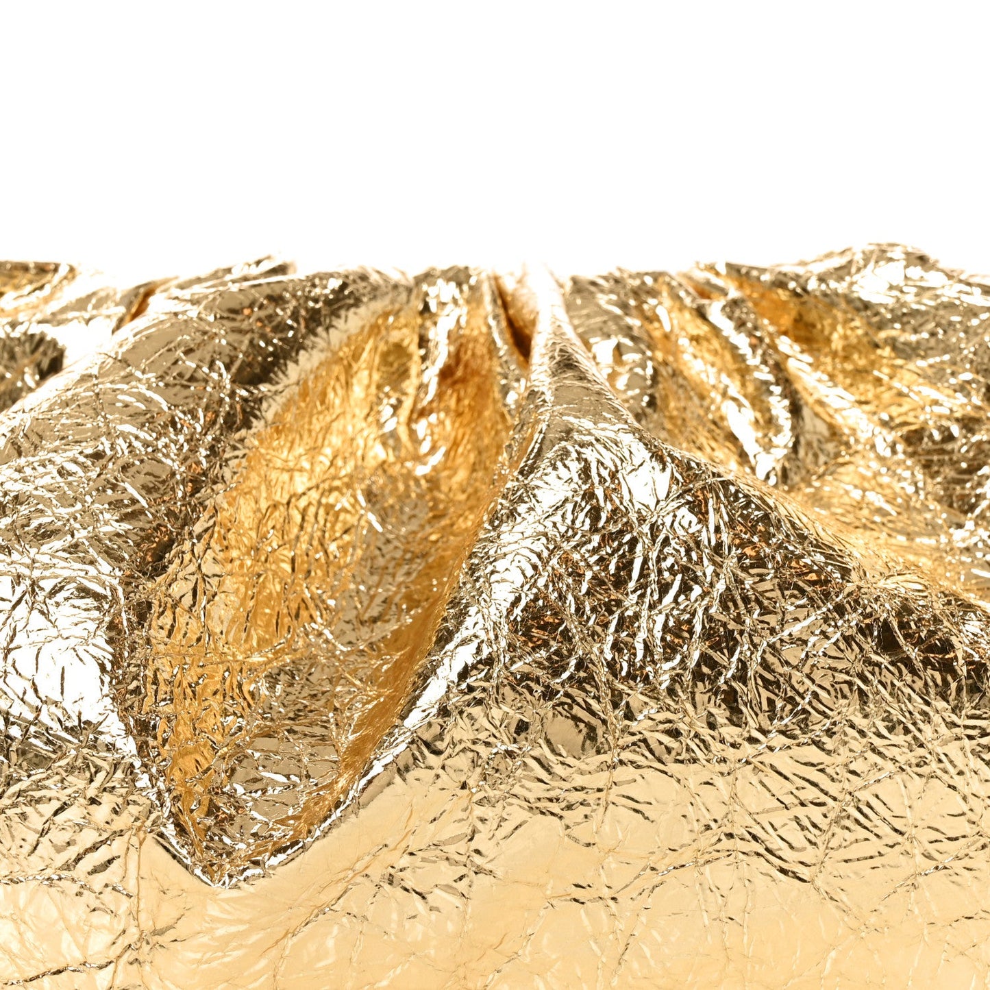 Metallic Crushed Calfskin The Pouch Oversized Clutch Gold