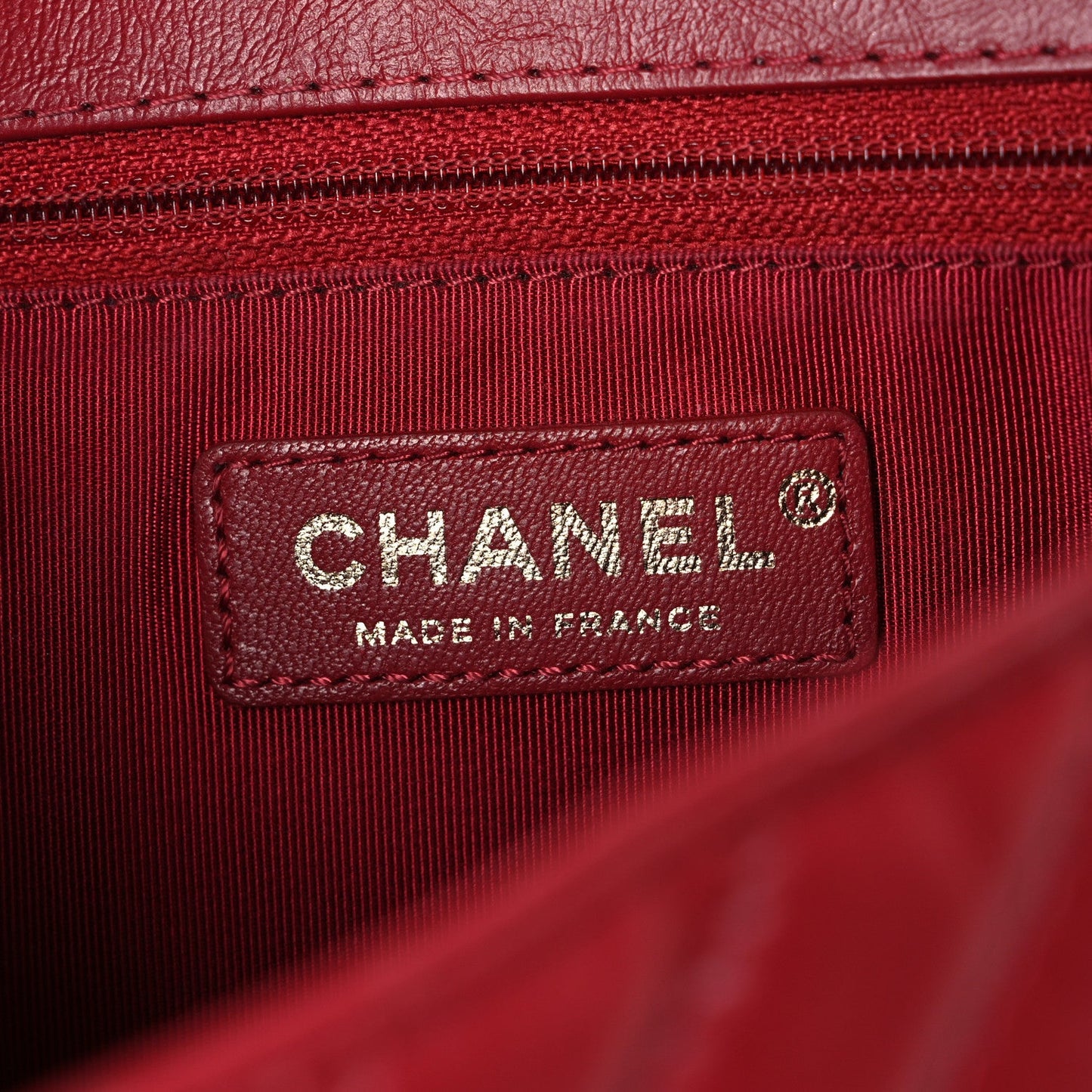 Calfskin Chevron Quilted Top Handle Flap Red