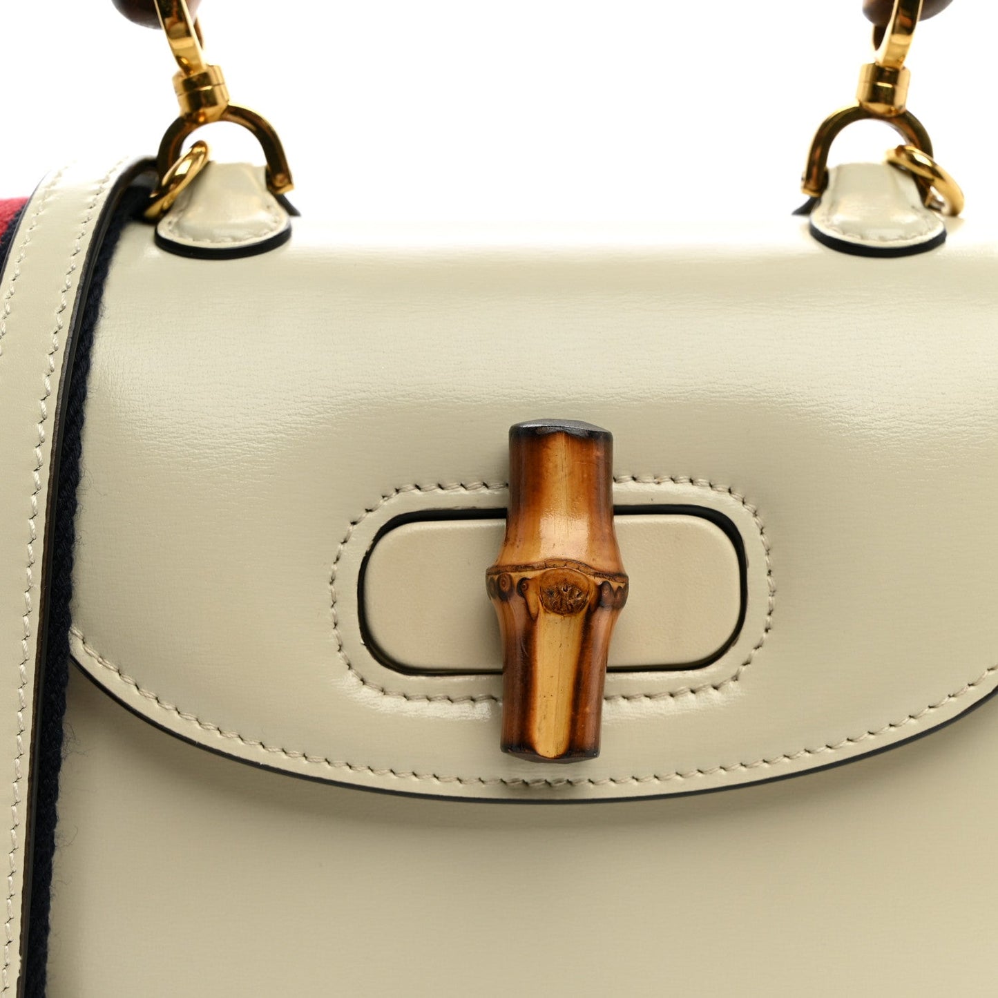 Boarded Dyana Lux Calfskin Web Mini Bamboo 1947 Top Handle Bag Mystic White