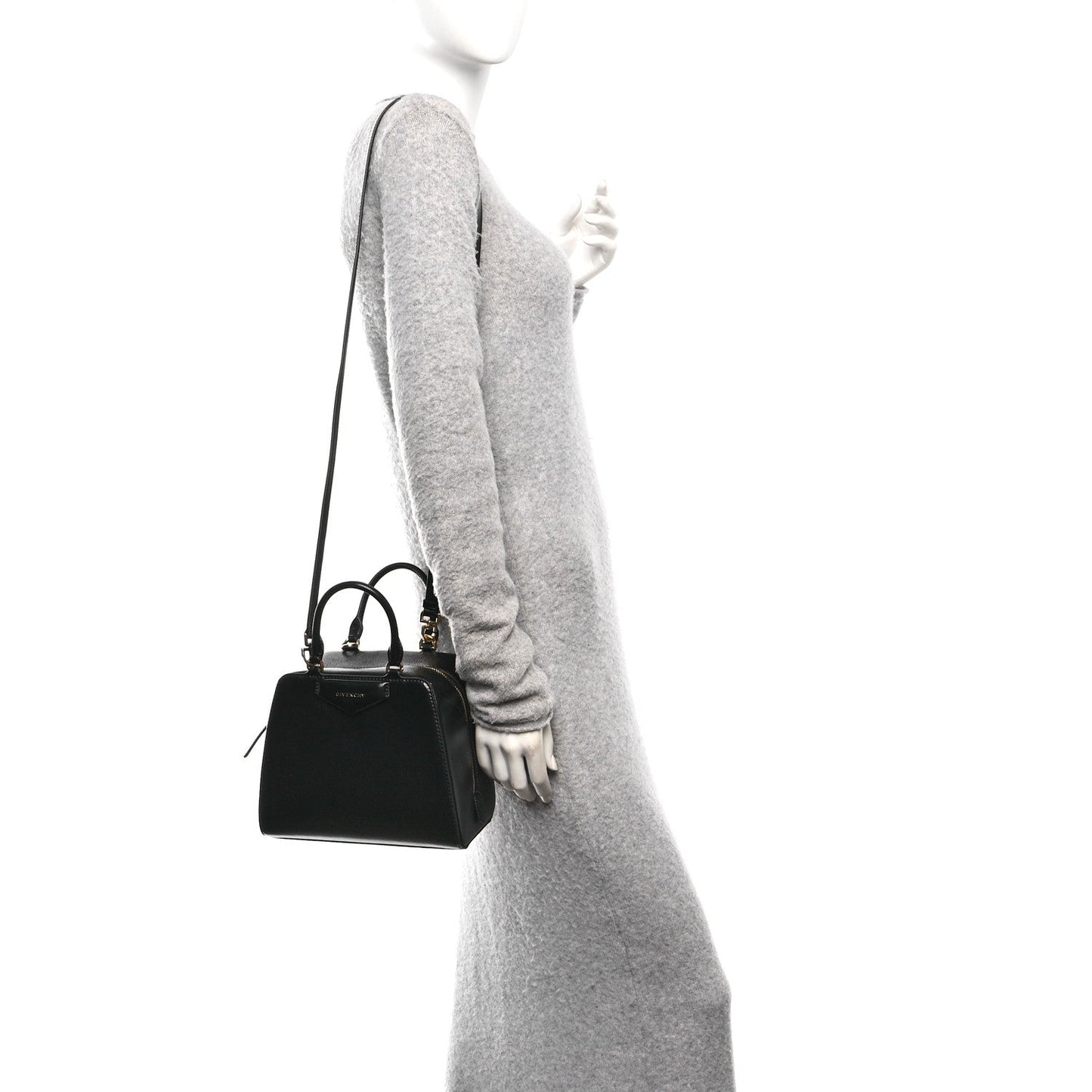 Tumbled Buffalo Mini Antigona Cube Bag Black