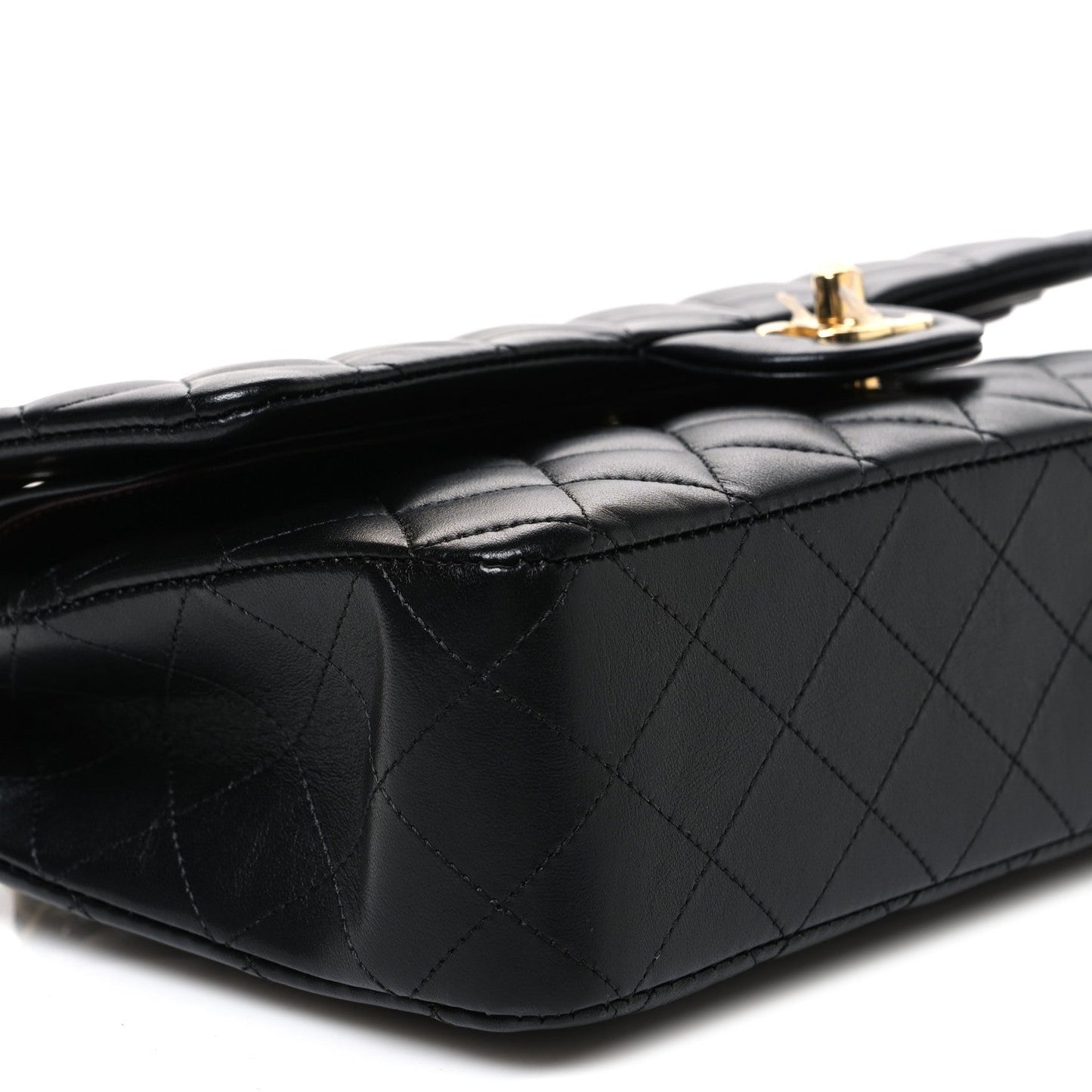 Lambskin Quilted Medium Double Flap Black