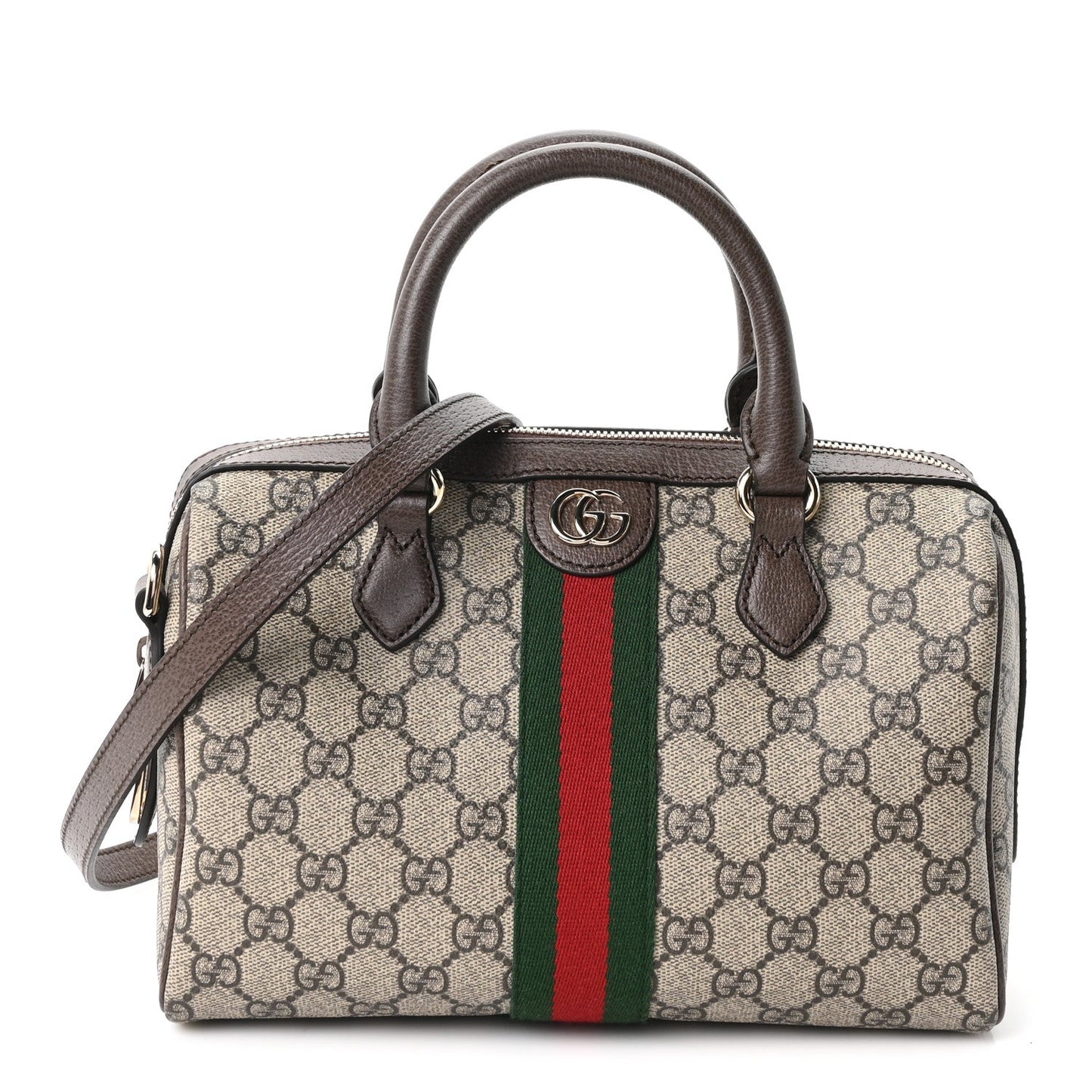 GG Supreme Monogram Web Medium Ophidia Top Handle Bag Beige Ebony New Acero