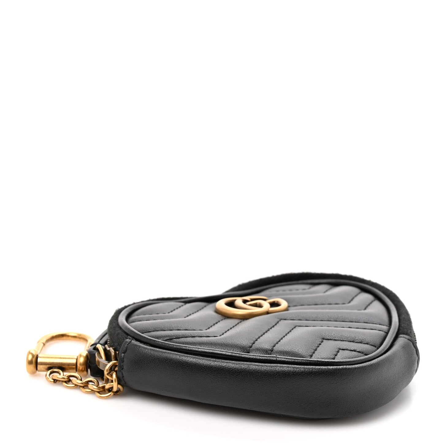 Calfskin Matelasse Chevron GG Marmont Heart Coin Purse Black