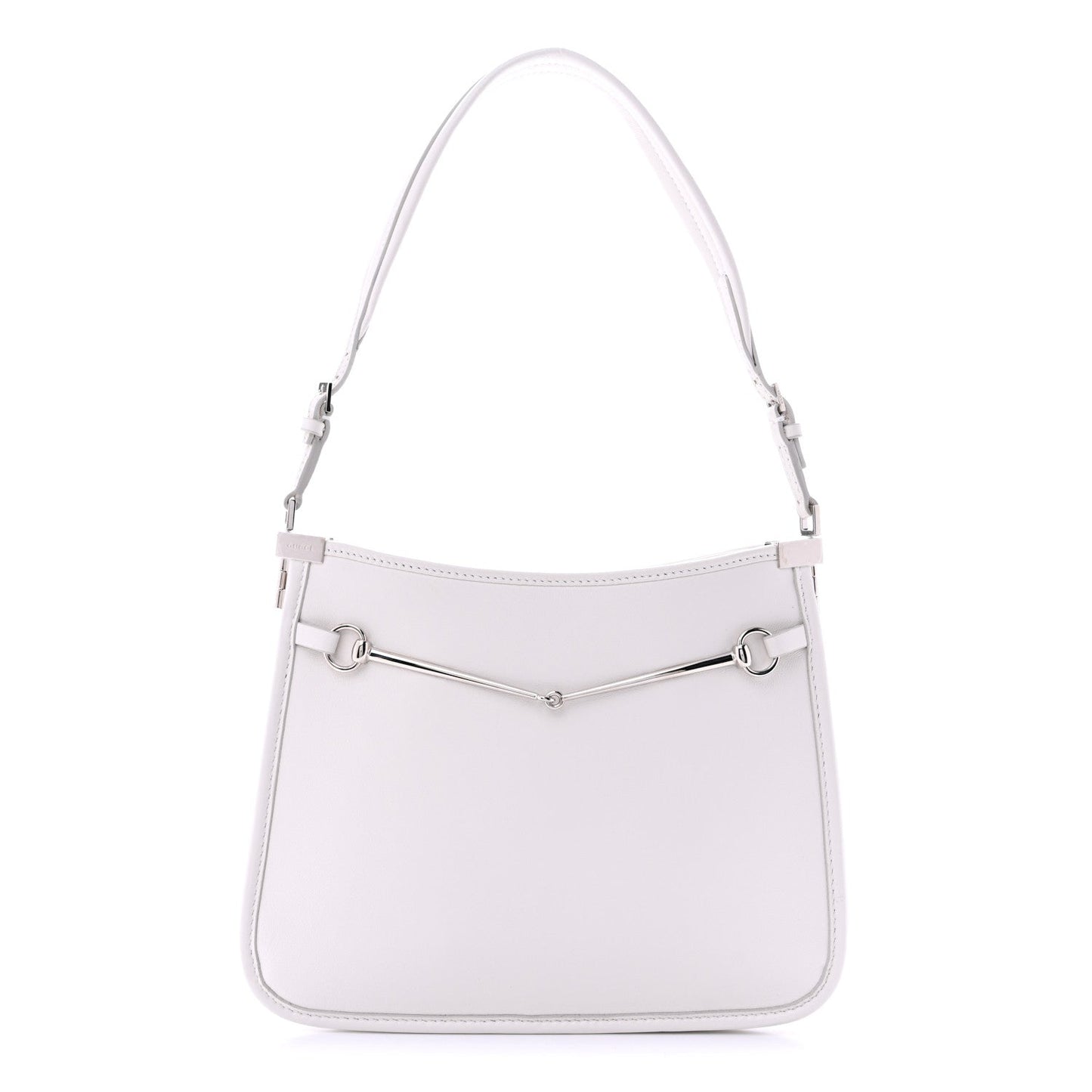 Calfskin Horsebit Slim Shoulder Bag White