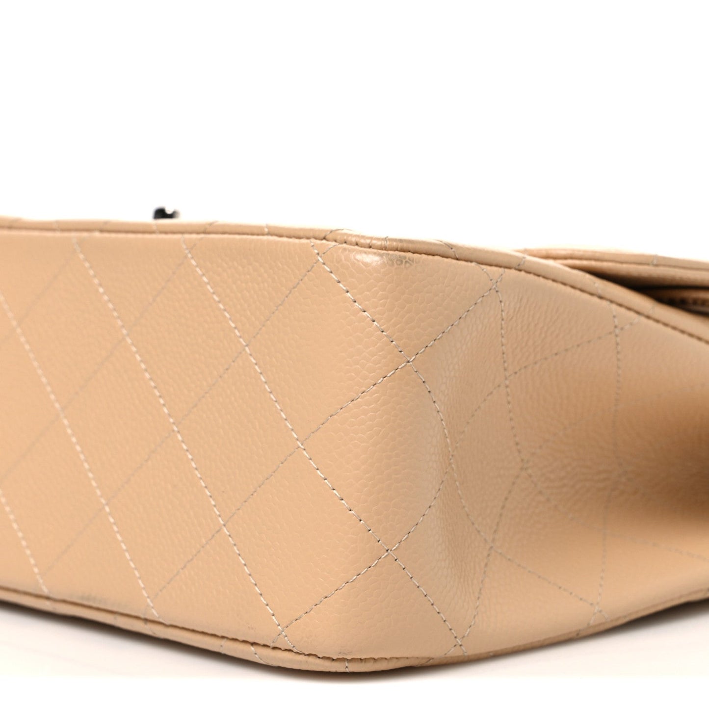 Caviar Quilted Jumbo Double Flap Beige