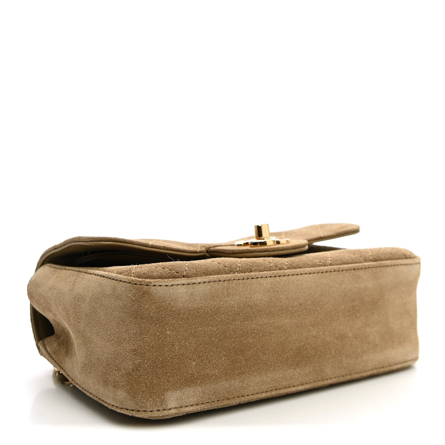 Suede Calfskin Mini Souplissimo Flap Dark Beige