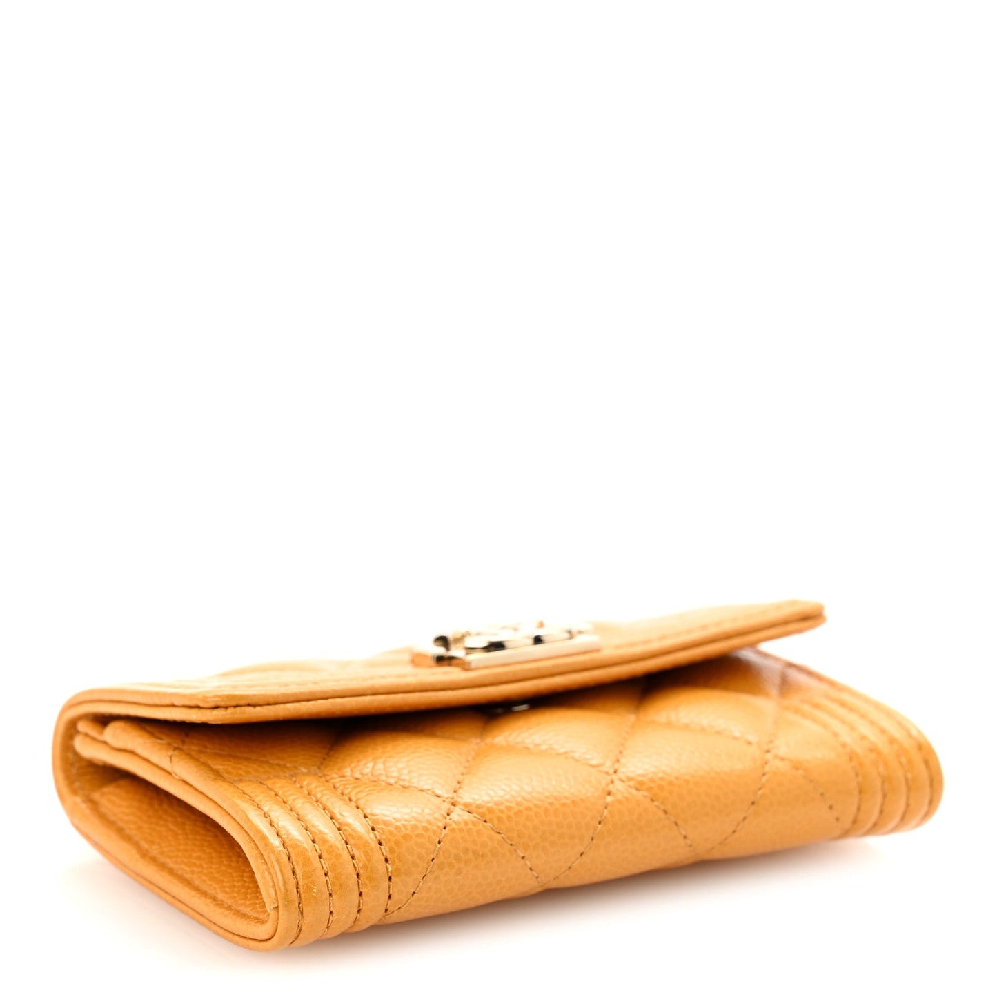 Caviar Quilted Boy Flap Card Holder Yellow
