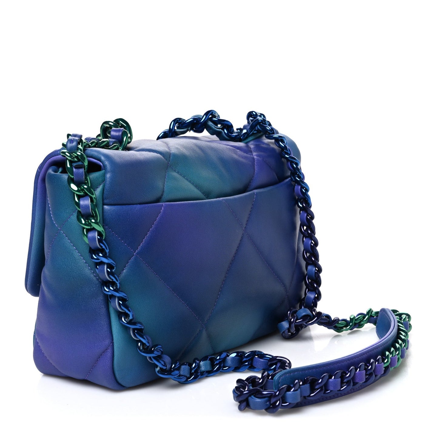 Tie Dye Calfskin Quilted Medium Chanel 19 Flap Blue Purple